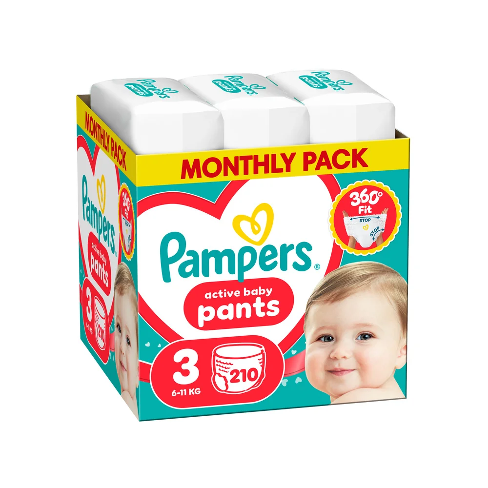 Pampers Active Baby Pants 3 pieluchomajtki, rozmiar 3, 6-11 kg, 210 sztuk