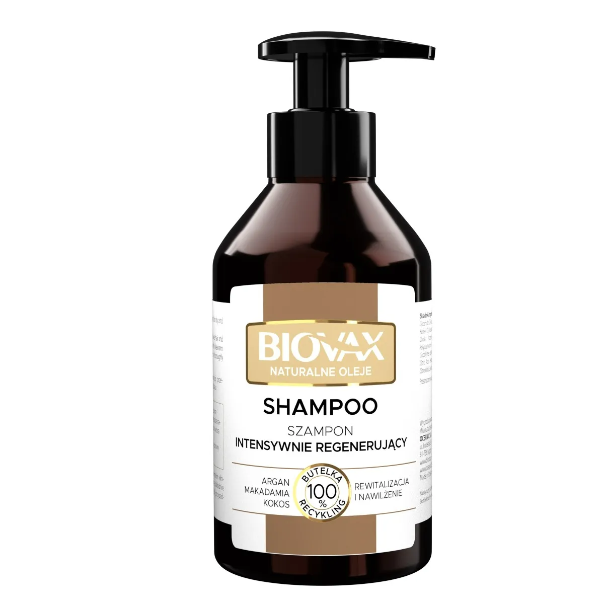 Biovax Naturalne Oleje Argan, Makadamia, Kokos, szampon intensywnie regenerujący, 200 ml
