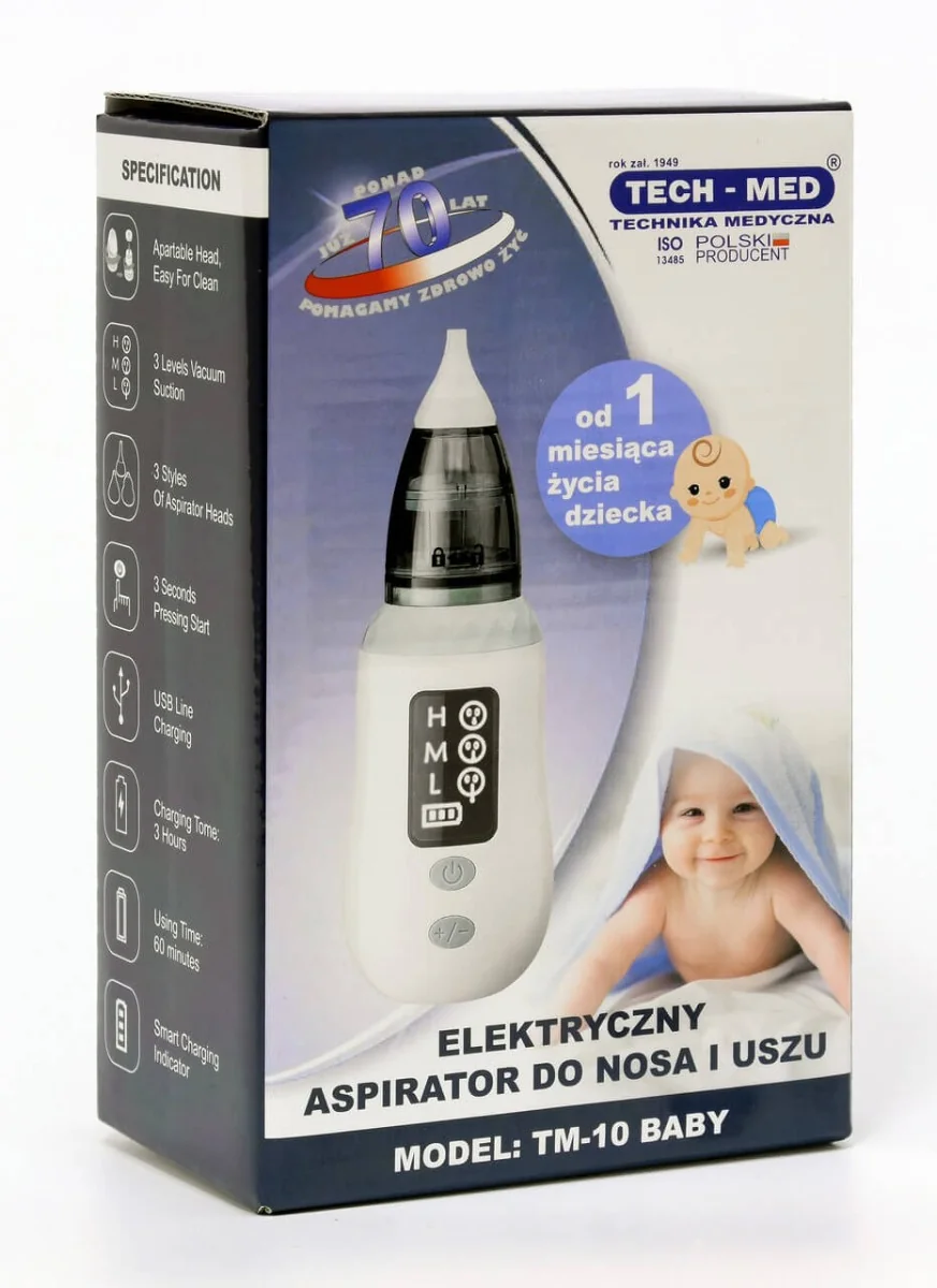 Tech-Med TMA-10 Baby elektryczny aspirator do nosa i uszu, 1 szt.