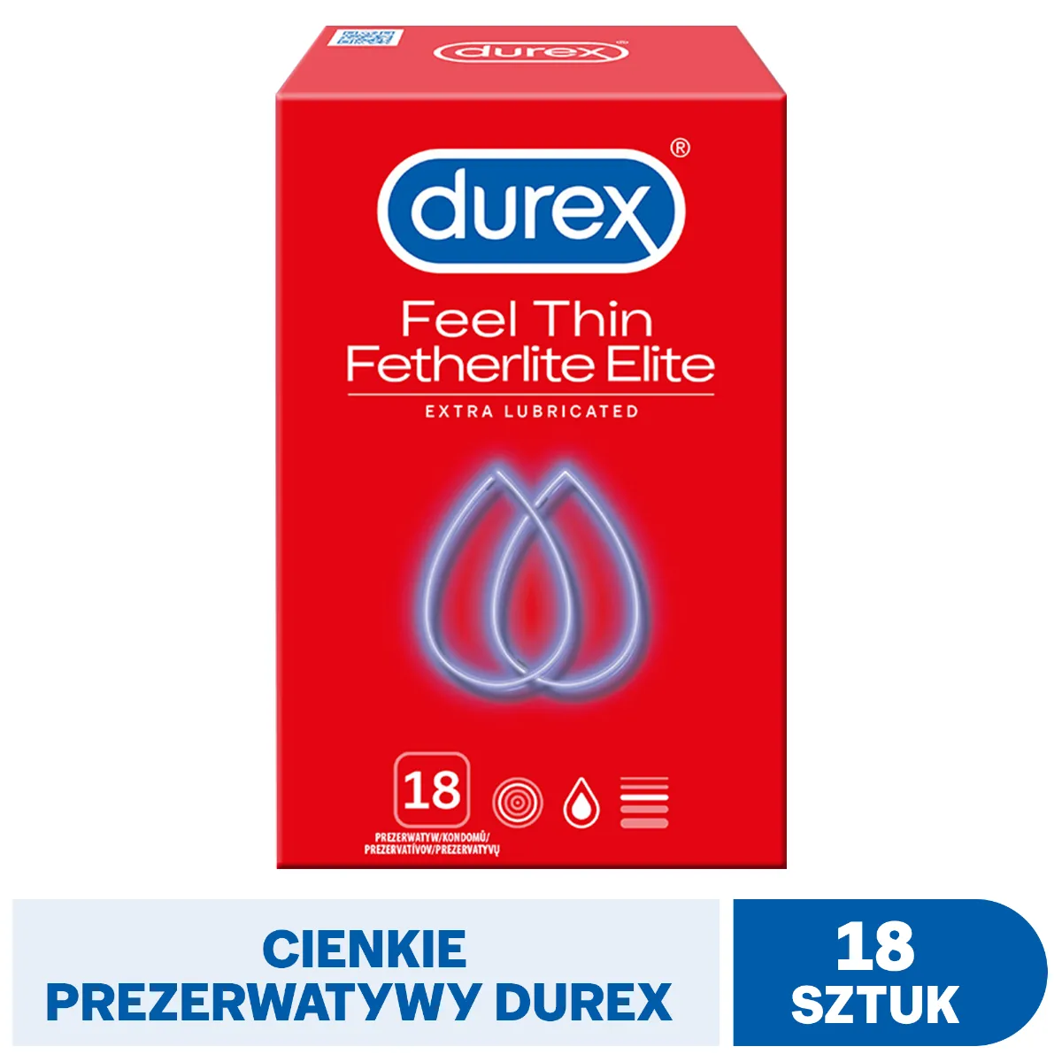 Durex Feel Thin Fetherlite Elite prezerwatywy, 18 szt.