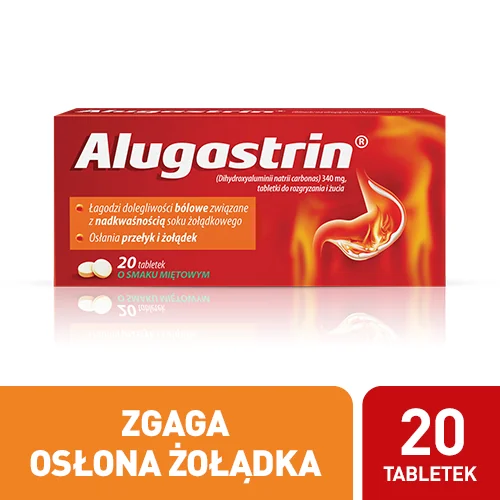 Alugastrin 340 mg 20 tabletek o smaku miętowym