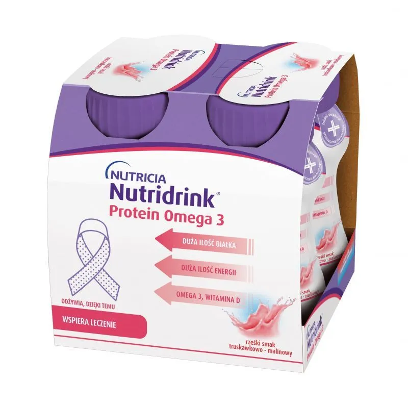 Nutridrink Protein Omega 3 o smaku truskawkowo-malinowym 4x125 ml