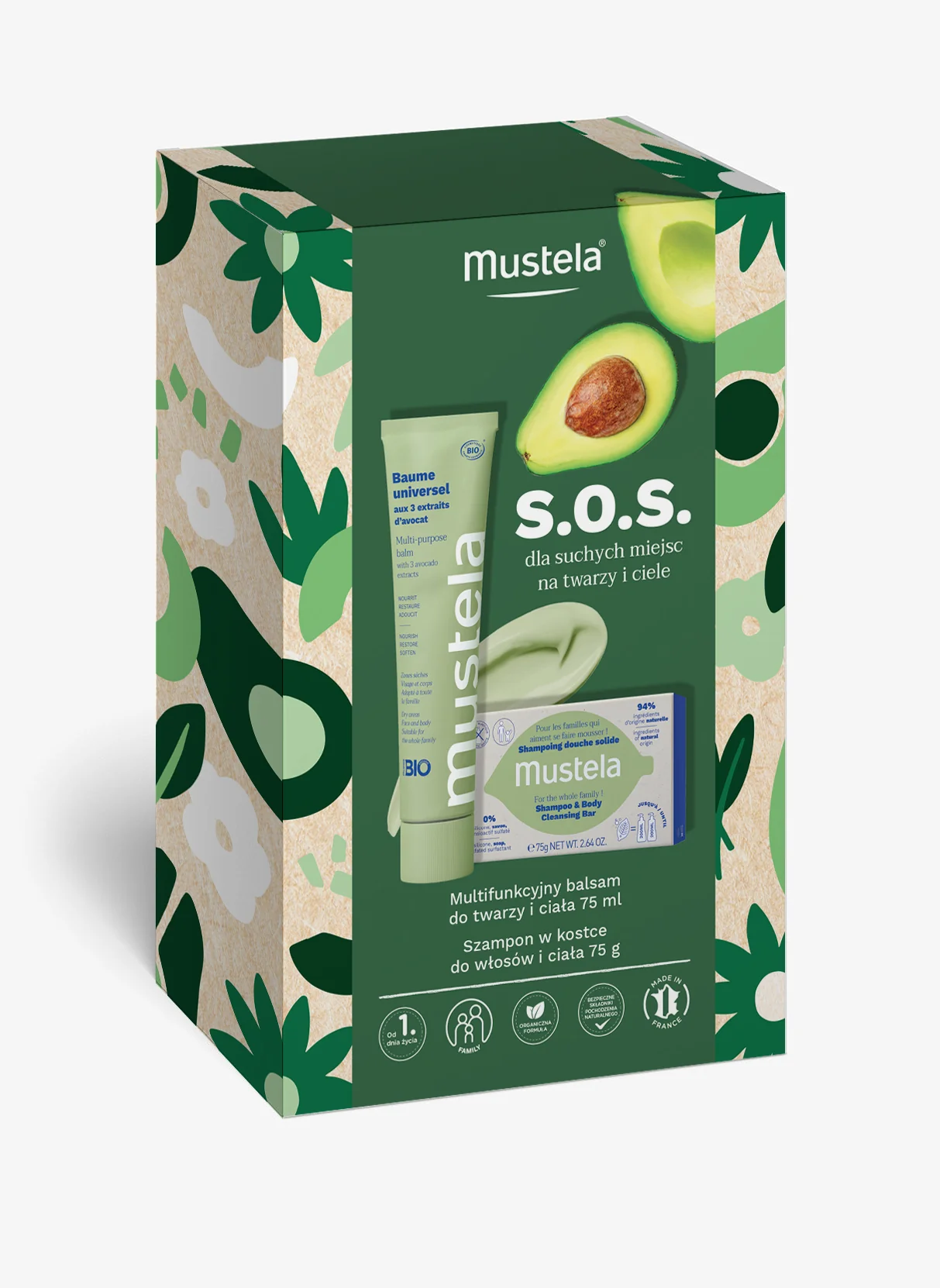 Mustela Zestaw S.O.S. multifunkcyjny balsam, 75 ml + szampon w kostce, 75 g