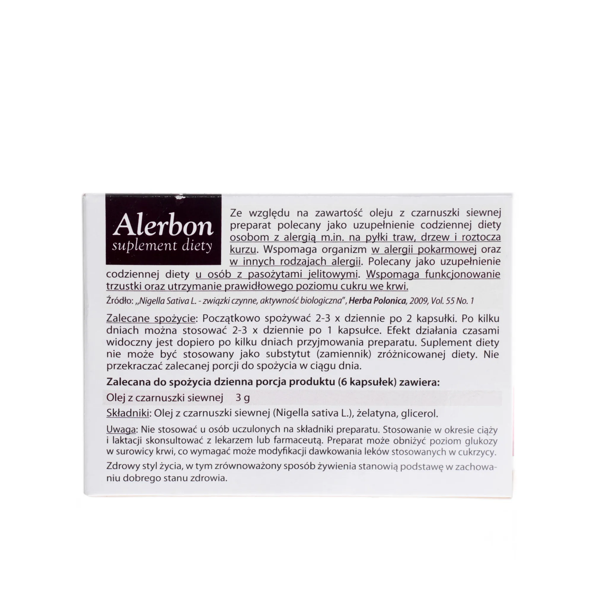 Alerbon, wspomaga organizm w alergii, 60 kapsułek 
