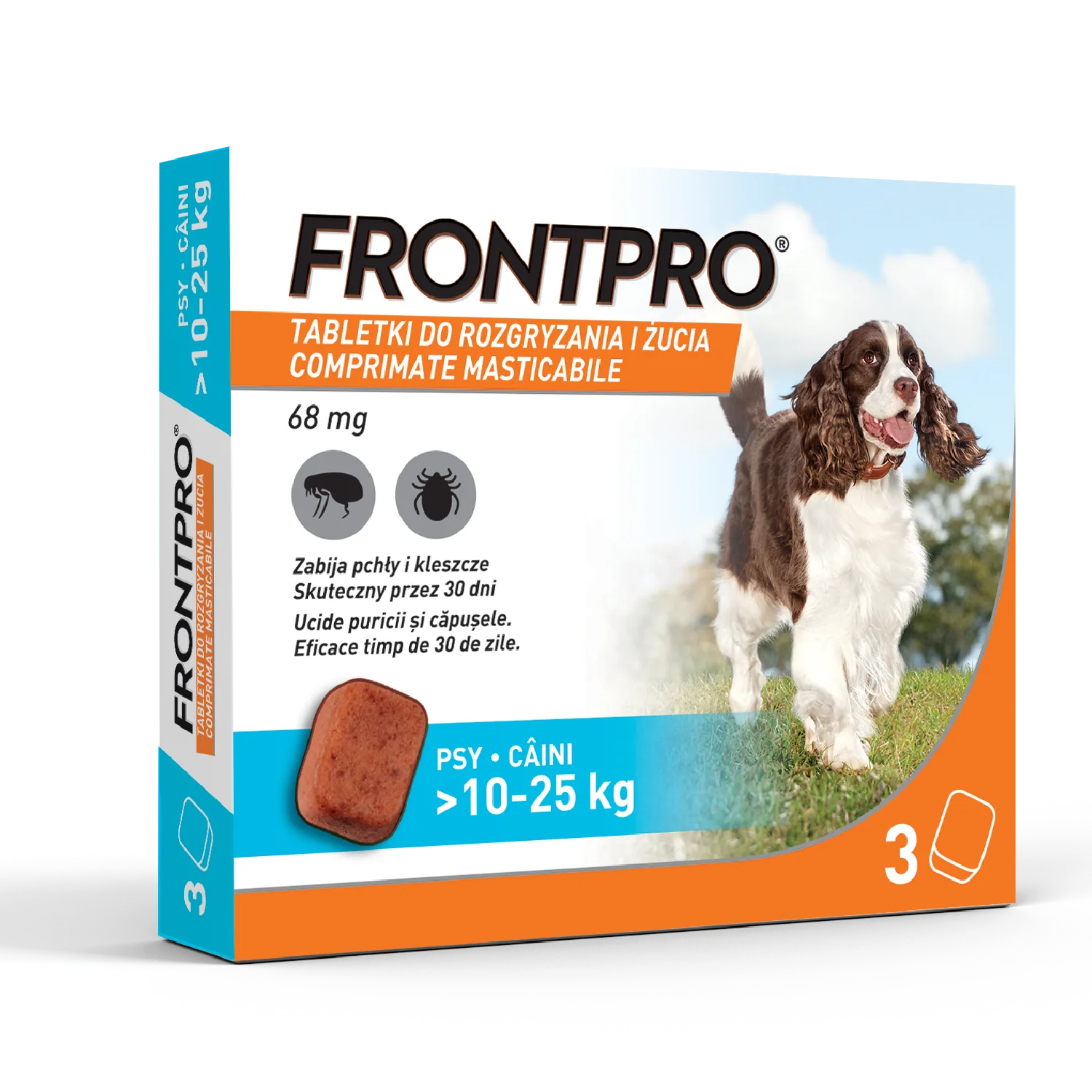 Frontpro 68 mg tabletki do rozgryzania i żucia dla psów (>10,0-25,0 kg), 3 sztuki