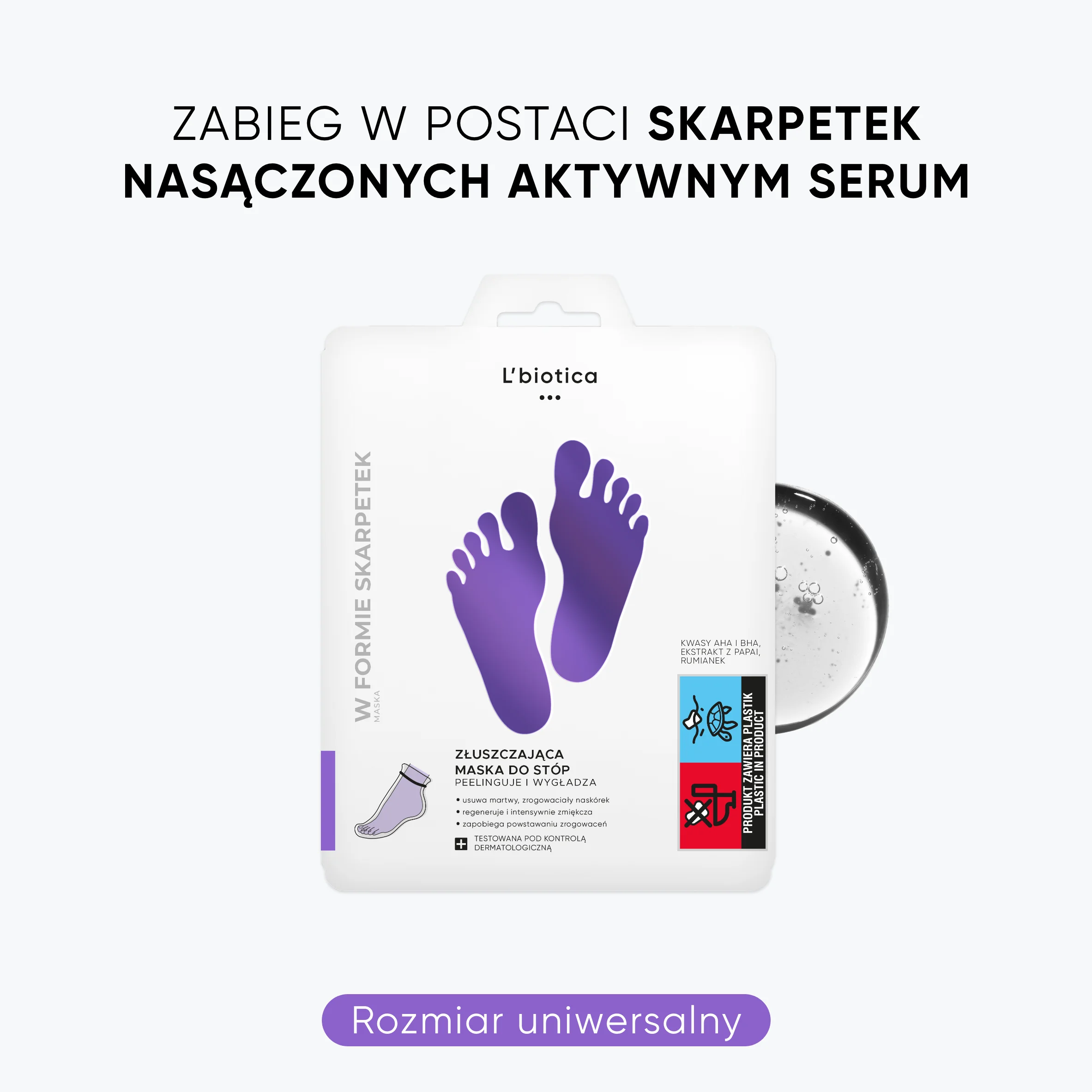L'biotica złuszczająca maska do stóp w postaci nasączonych skarpetek, 40 ml