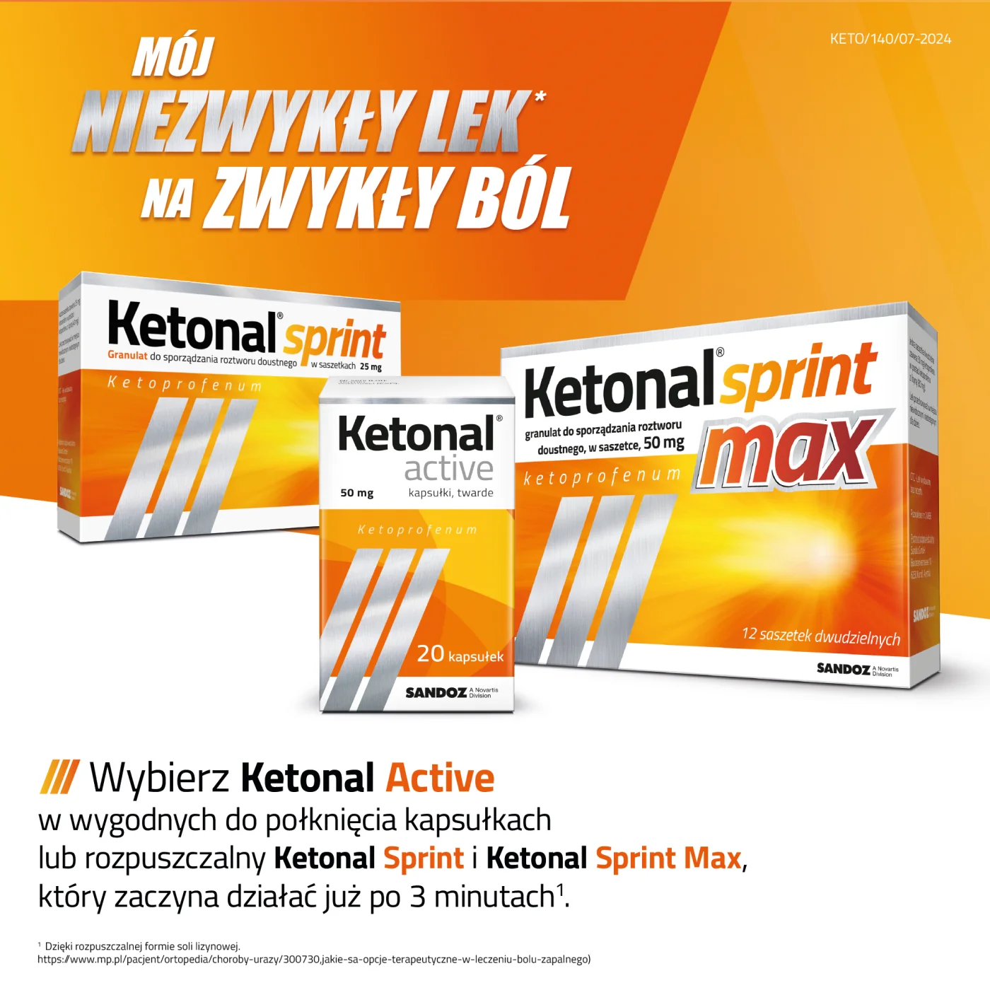 Ketonal Active lek o działaniu przeciwbólowym i przeciwzapalnym, 10 kapsułek