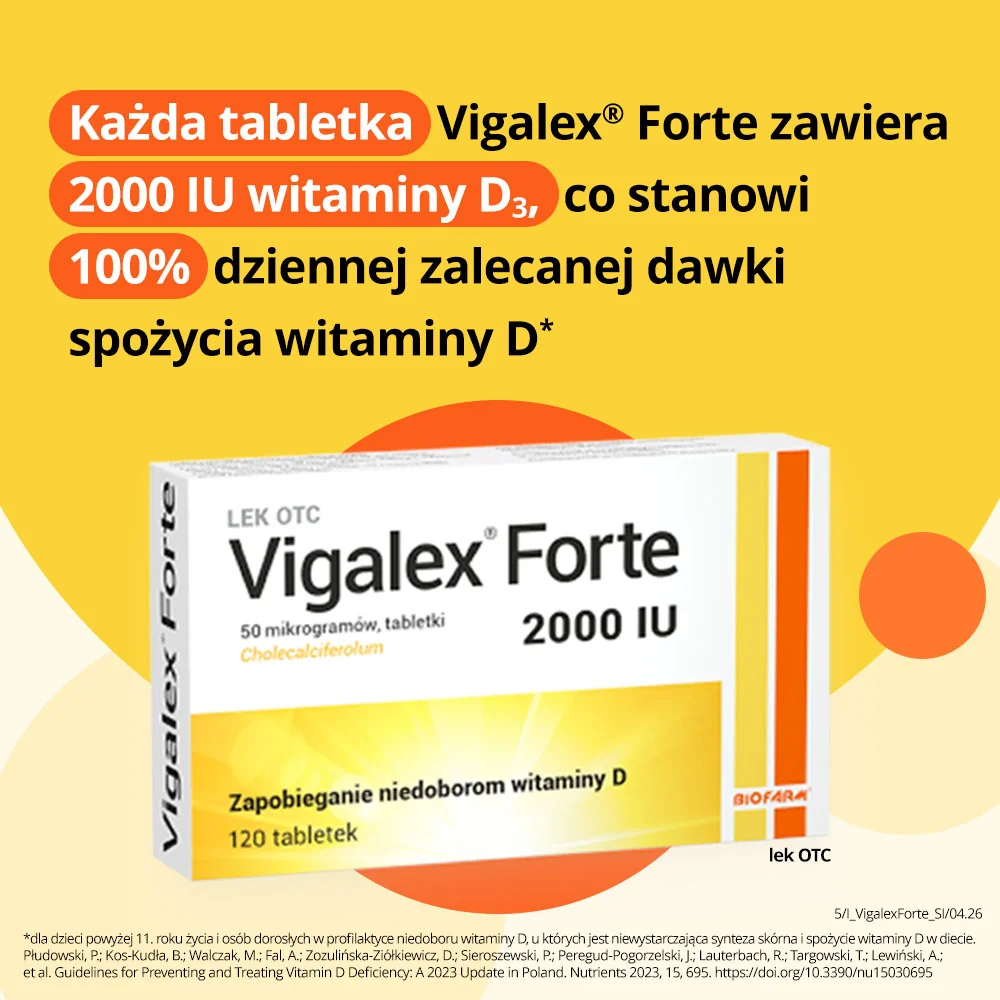 Vigalex Forte 2000 IU (50 µg), 120 tabletek