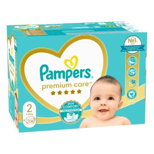 Pampers Premium Care pieluszki rozmiar 2 mini (4-8 kg), 136 szt.