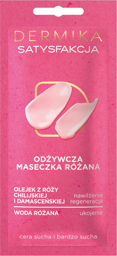 Dermika Maseczki Piękności Satysfakcja Maseczka odżywcza różana do cery suchej i bardzo suchej, 10 ml