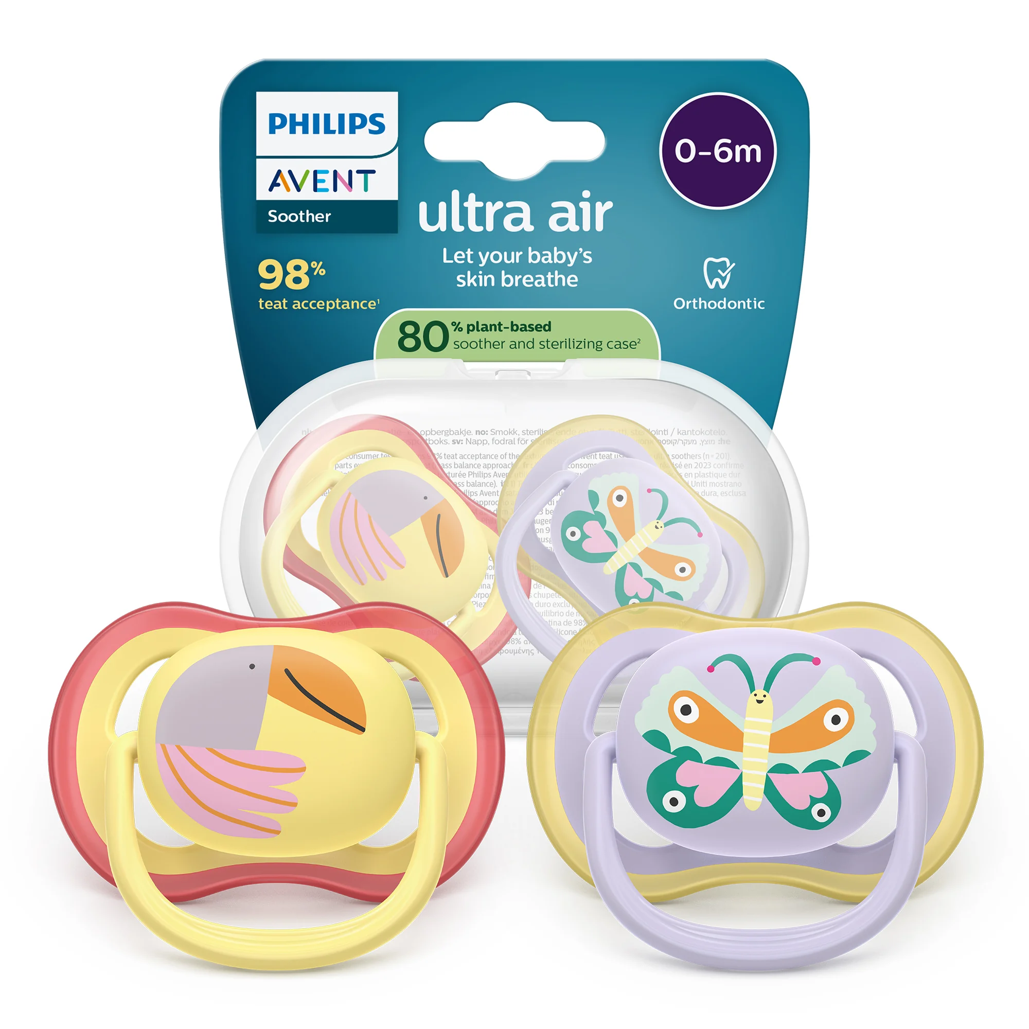Philips Avent Ultra Air ortodontyczny smoczek uspokajający 0-6 m, 2 sztuki