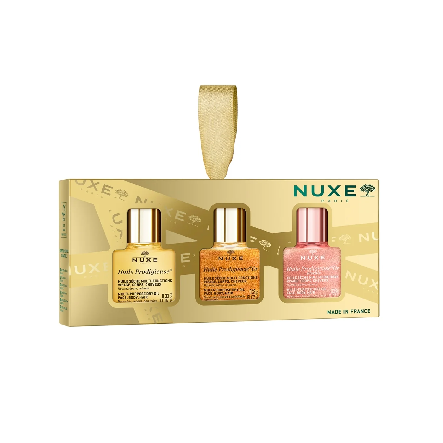 Nuxe zestaw The Prodigious Trio Huile Prodigieuse®, 10 ml + Huile Prodigieuse® Or, 10 ml + Huile Prodigieuse® Or Florale, 10 ml