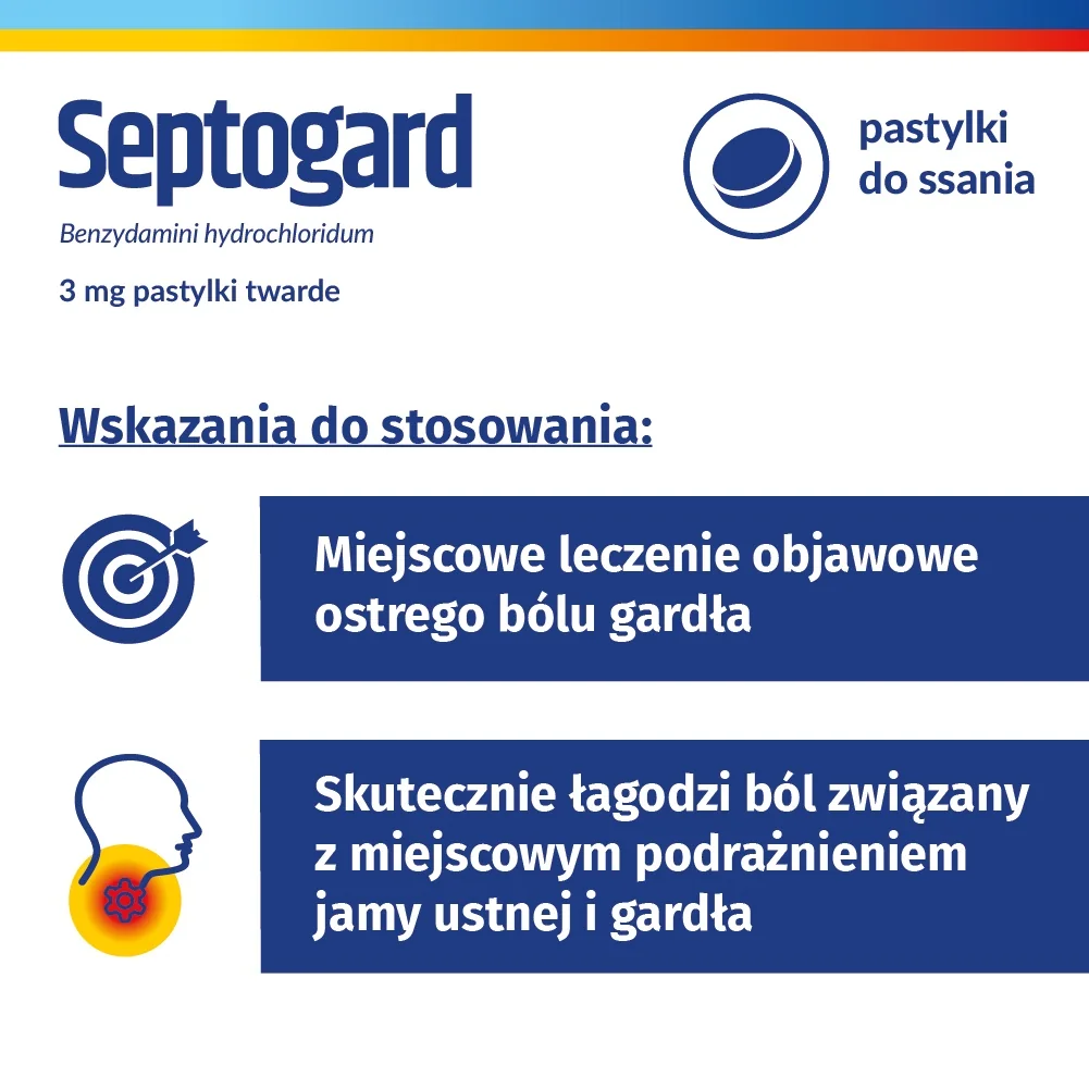 Septogard 3 mg 20 pastylek twardych, smak cytrynowy