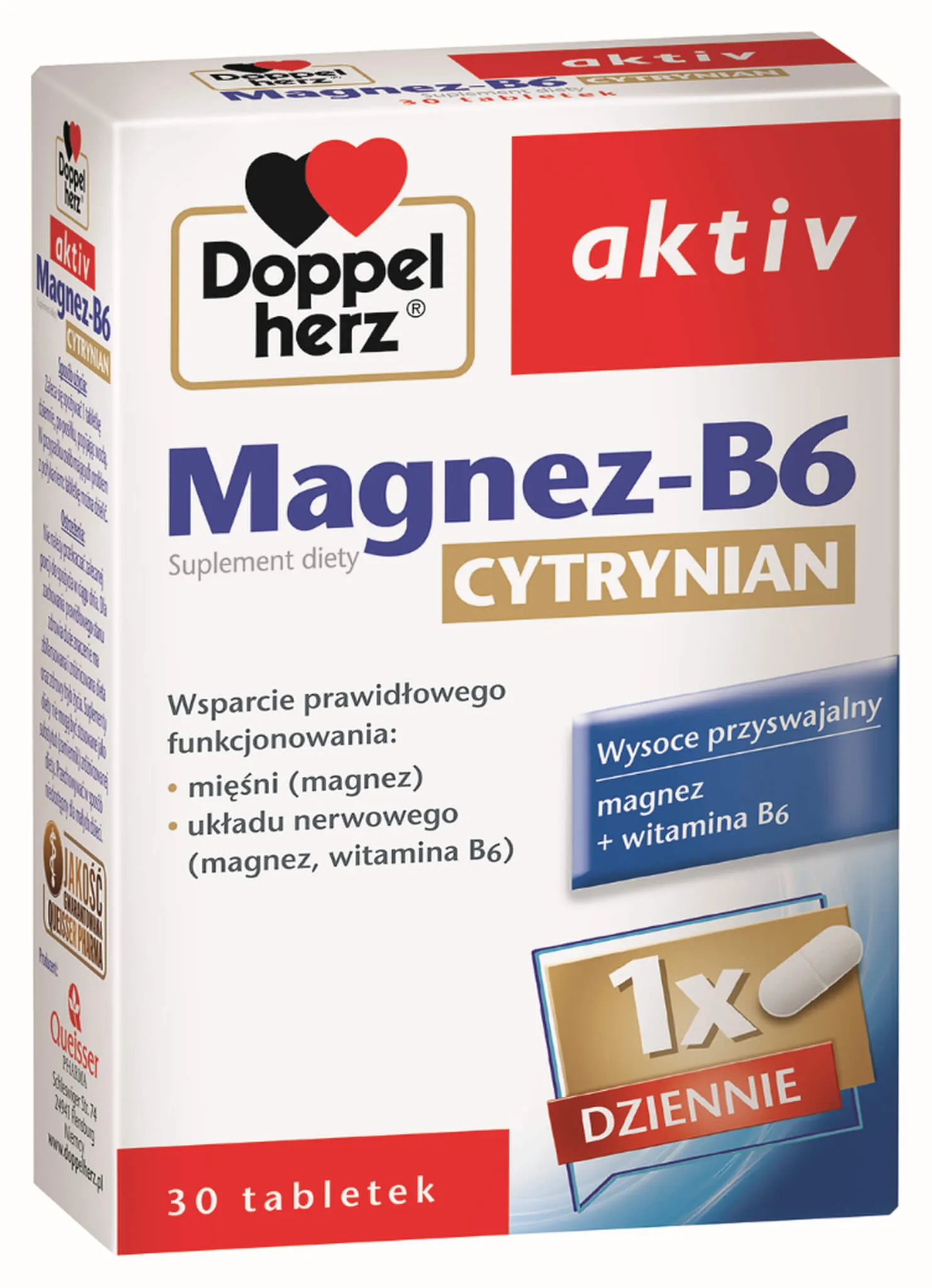 Doppelherz Aktiv Magnez-B6 Cytrynian, suplement diety, 30 tabletek