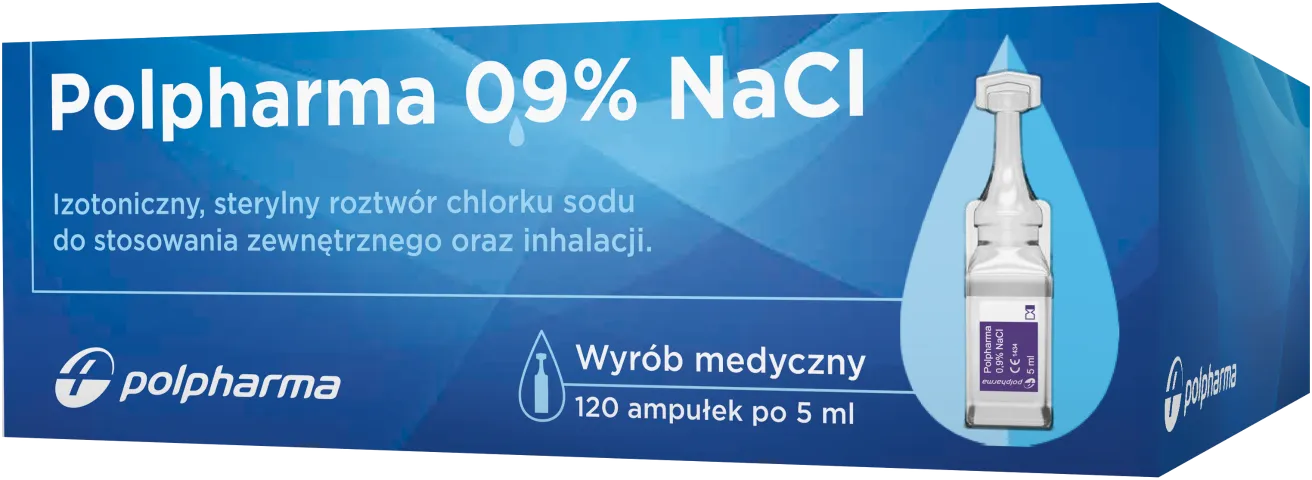 Polpharma 0,9% NaCl, sterylny roztwór do stosowania zewnętrznego, 120 ampułek po 5 ml