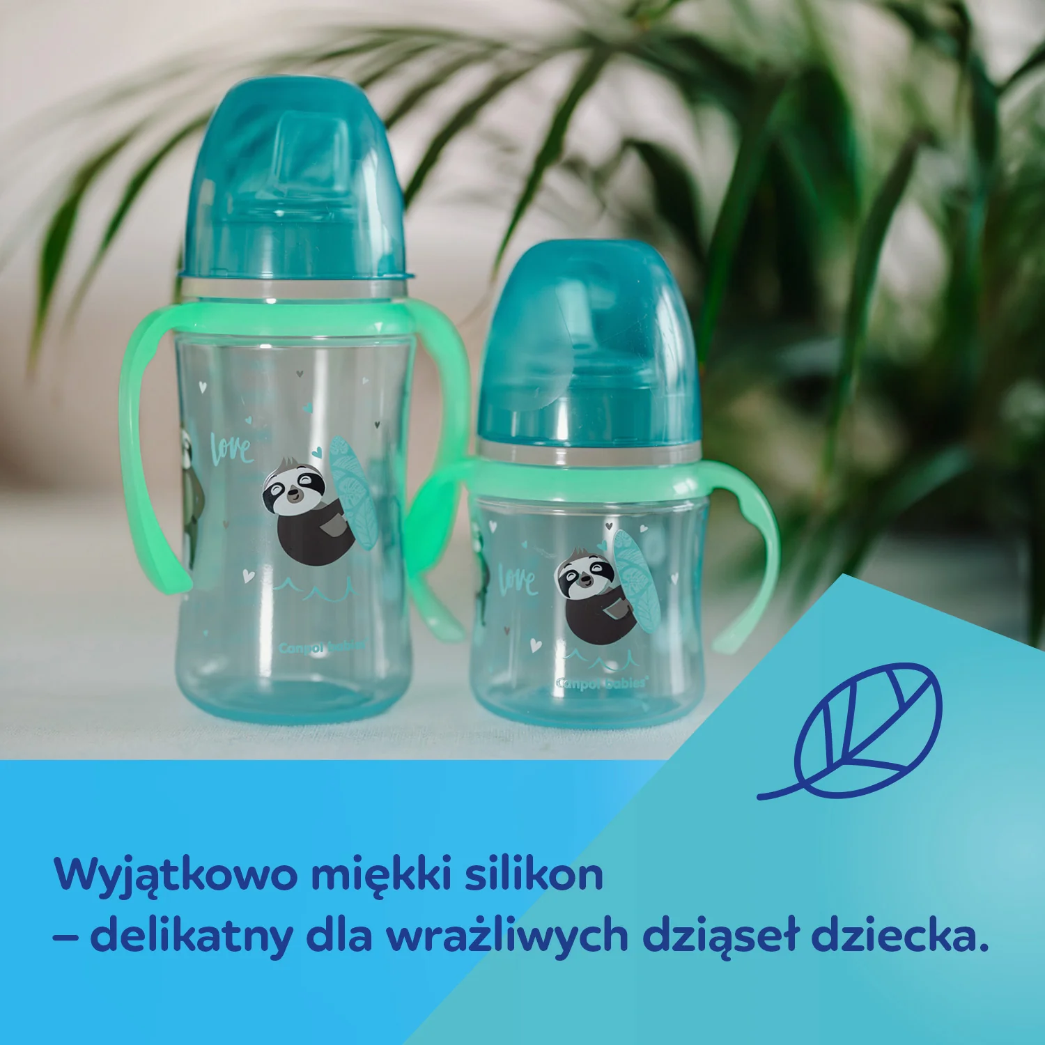 Canpol Babies, kubek treningowy z miękkim ustnikiem i uchwytami, od 6 miesiąca 35/207_blu, 120 ml