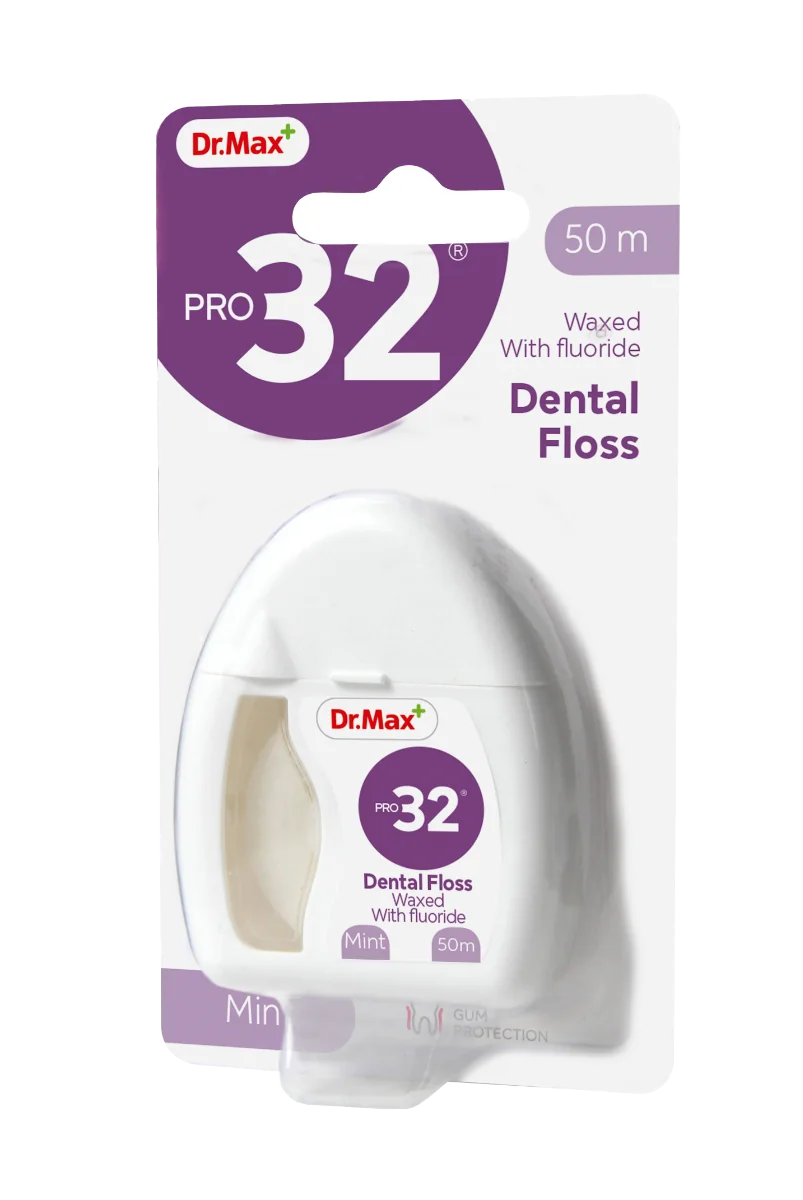 Pro32 Dental Floss Waxed With fluoride Dr. Max nić dentystyczna, 50 m, 1 sztuka