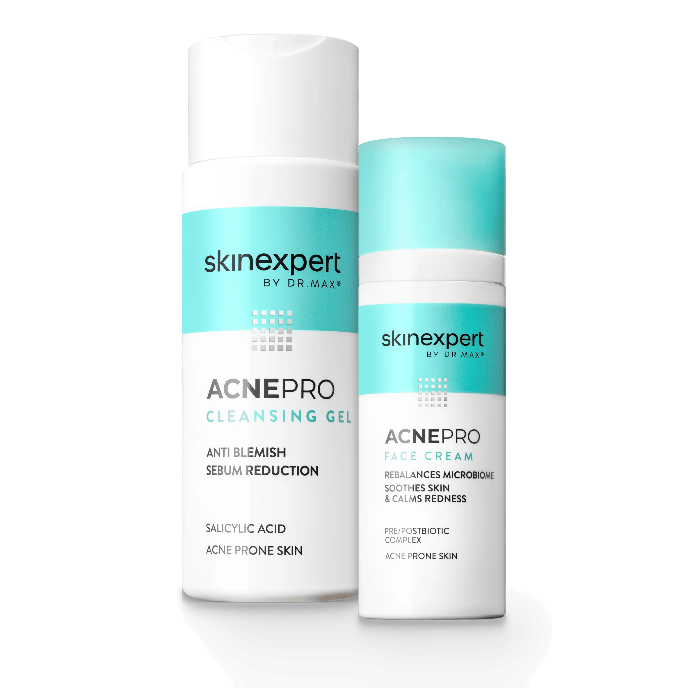 Komplet troski o skórę tłustą i mieszaną Skinexpert by Dr. Max® AcnePro Gel Cleanser Żel oczyszczający 200 ml + Skinexpert by Dr. Max® AcnePro Face Cream Krem do twarzy 50 ml