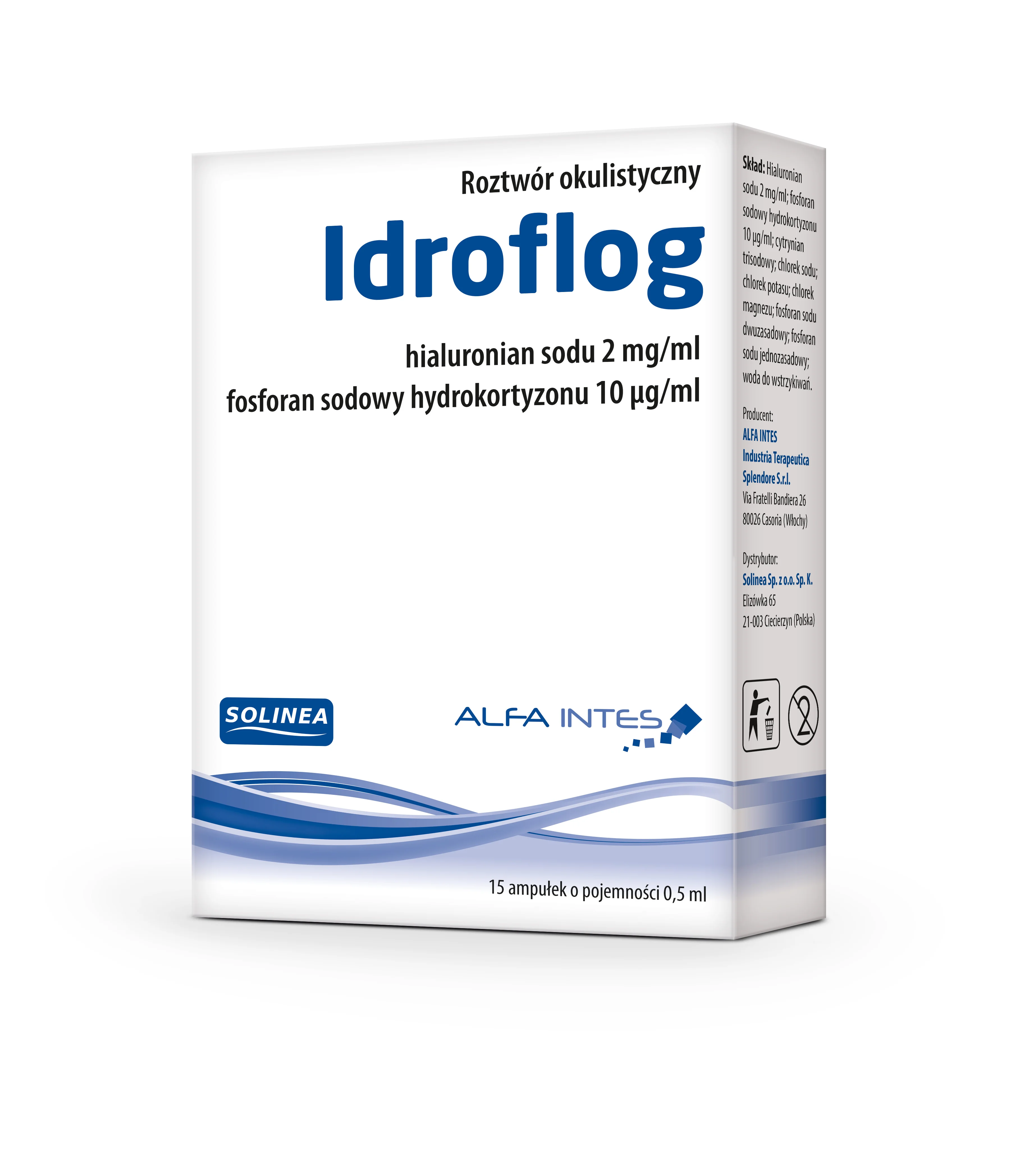 Idroflog roztwór okulistyczny, 15 ampułek x 0,5 ml