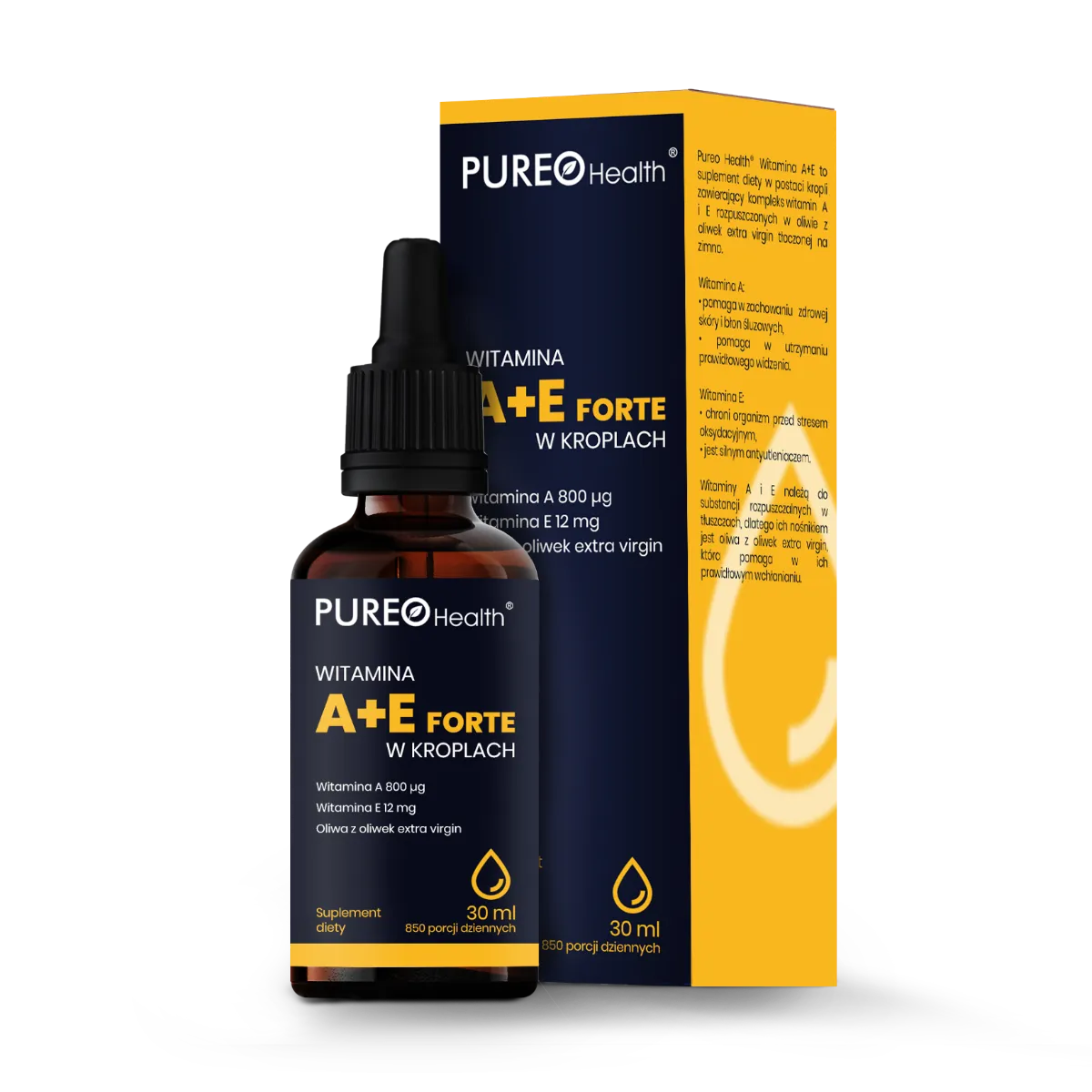 Pureo Health Witamina A+E Forte suplement diety krople, 30 ml