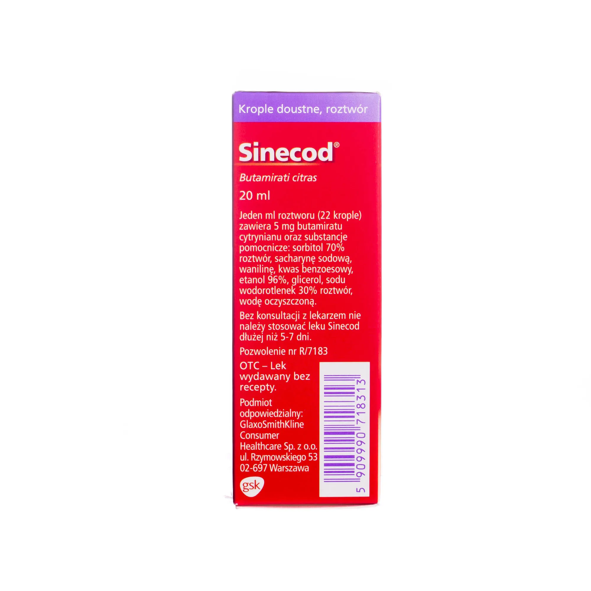 Sinecod, 5 mg/ml, krople doustne, roztwór, 20 ml 