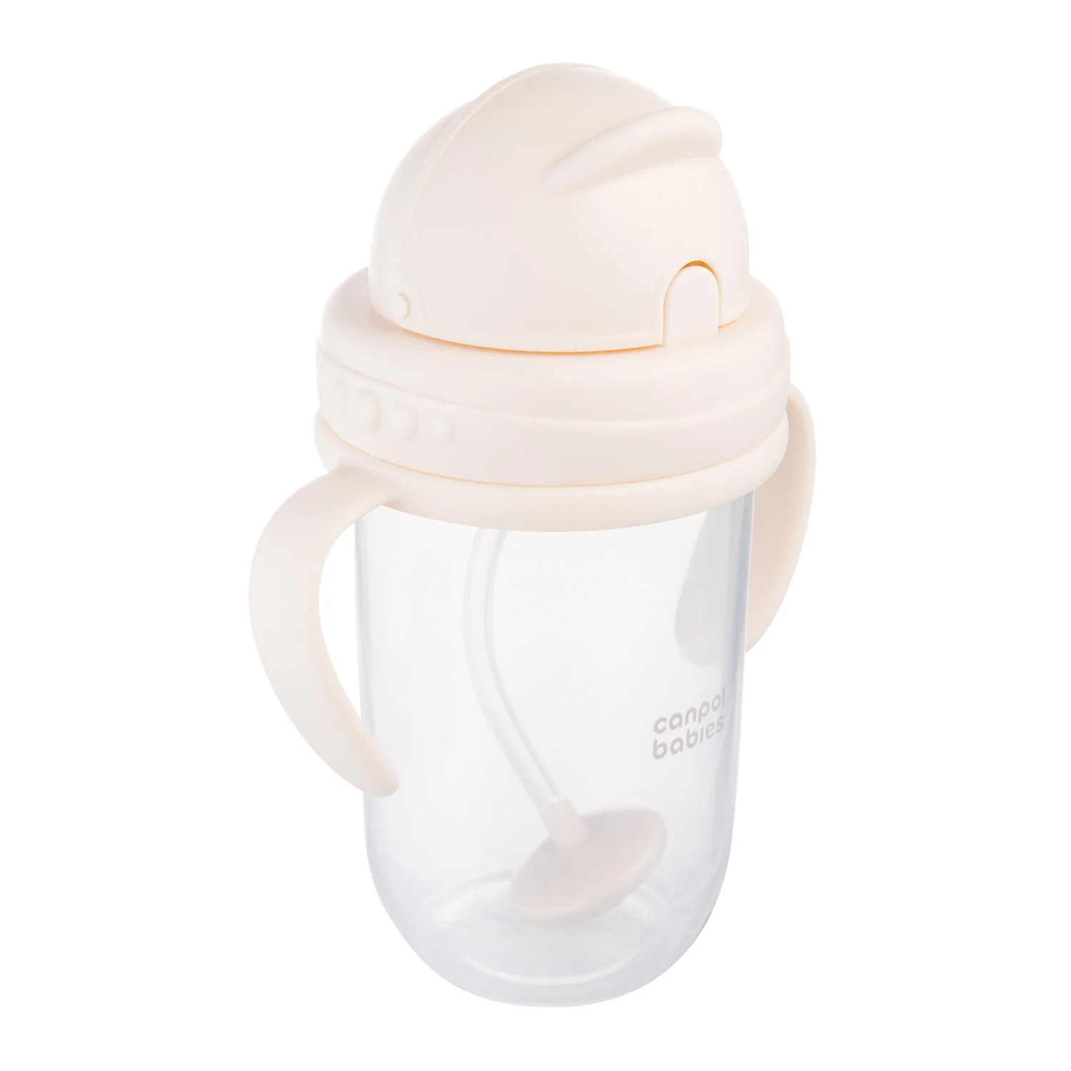 Canpol Babies kubek niekapek z rurką i odważnikiem kremowy 270 ml, 1 sztuka