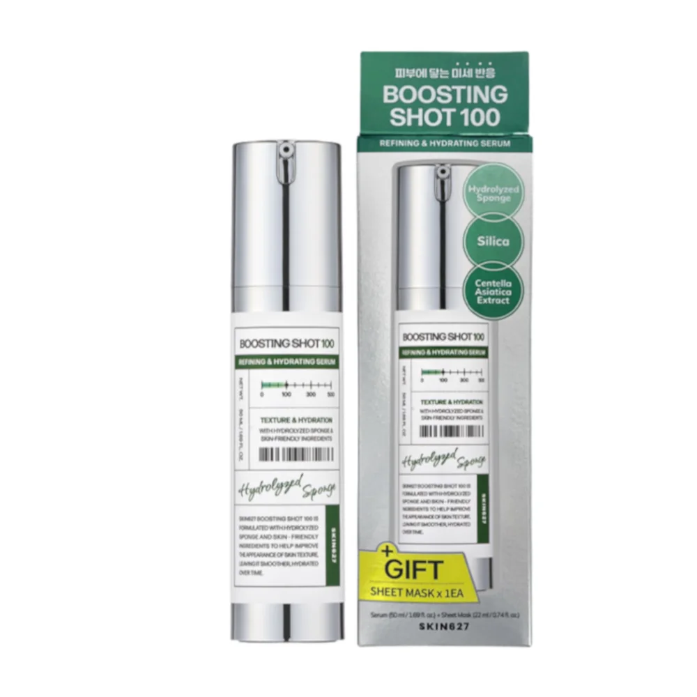 SKIN627 Zestaw Boosting Shot 100 serum, 50 ml + Cica With Green Tea maseczka, 22 ml
