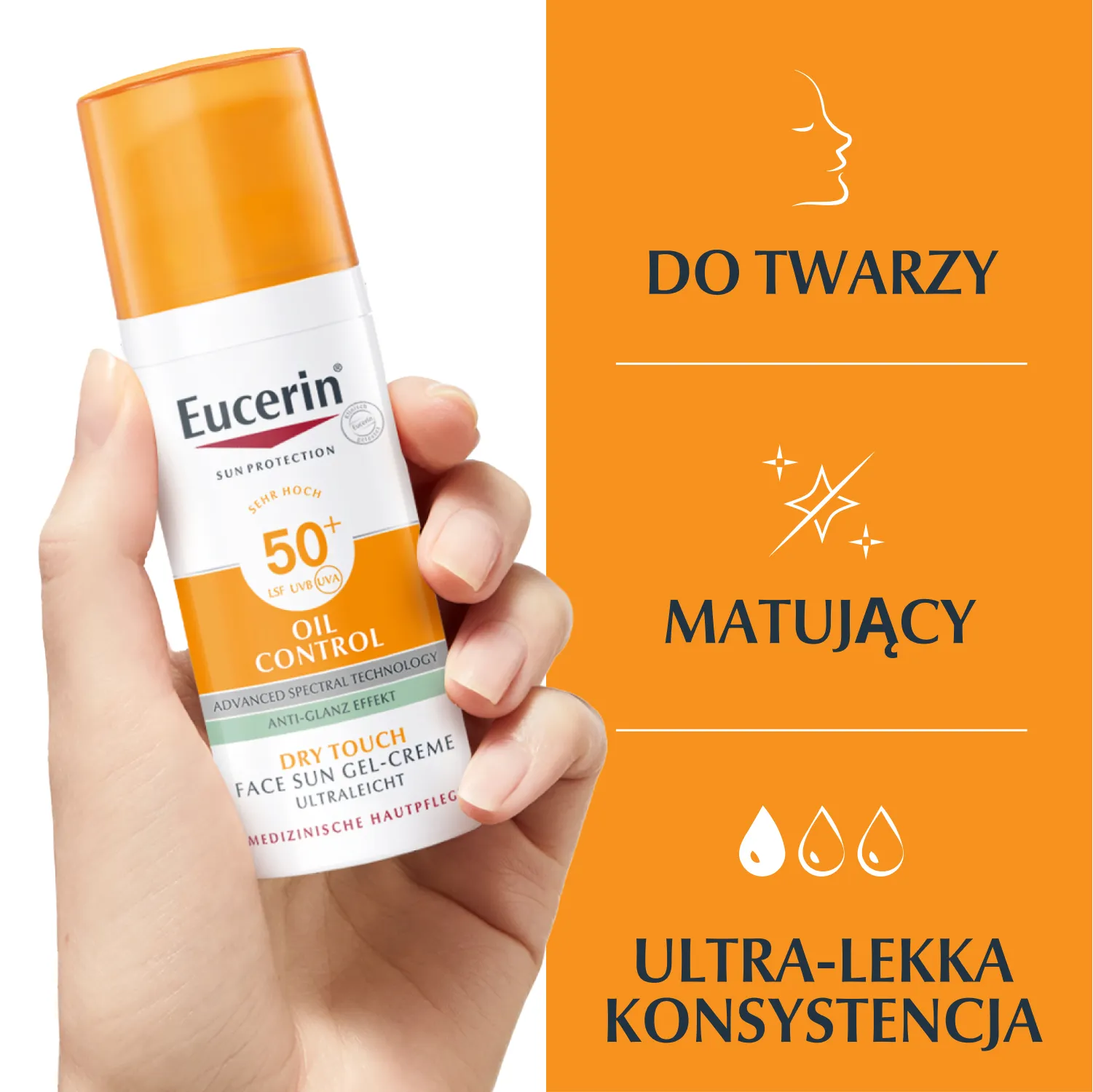 Eucerin Sun Oil Control Dry Touch Żel-krem ochronny SPF50+, 50 ml 