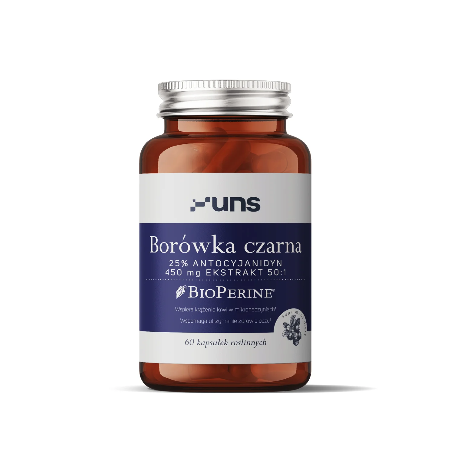 UNS Borówka czarna + BioPerine® 60 wege kapsułek