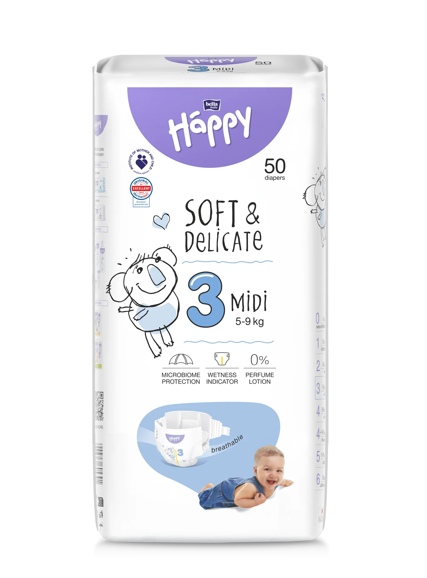 Bella Baby Happy Midi pieluszki 5-9 kg, 50 szt.