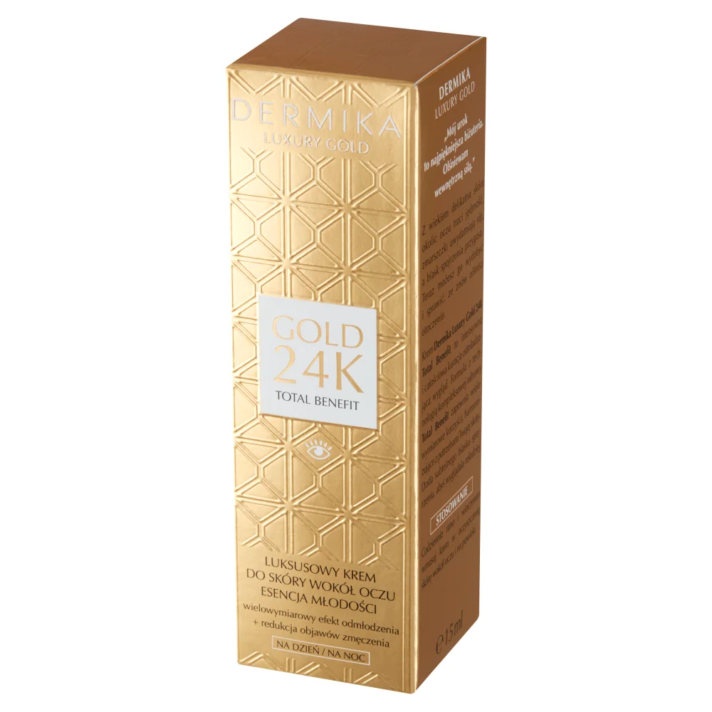 Dermika Luxury Gold 24K luksusowy krem do skóry wokół oczu esencja młodości na dzień i na noc, 15 ml