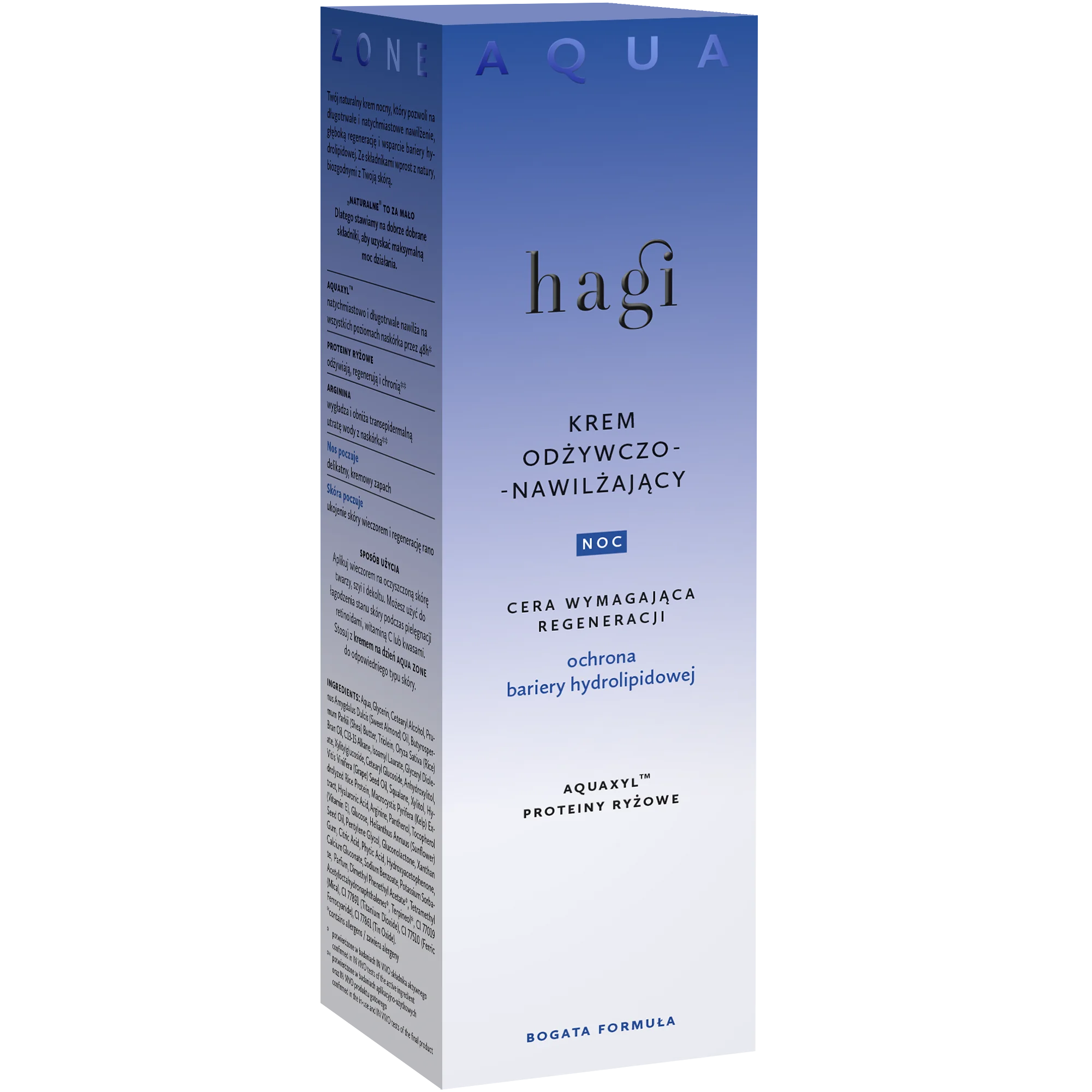 Hagi Aqua Zone krem odżywczo-nawilżający na noc cera wymagająca regeneracji, 50 ml