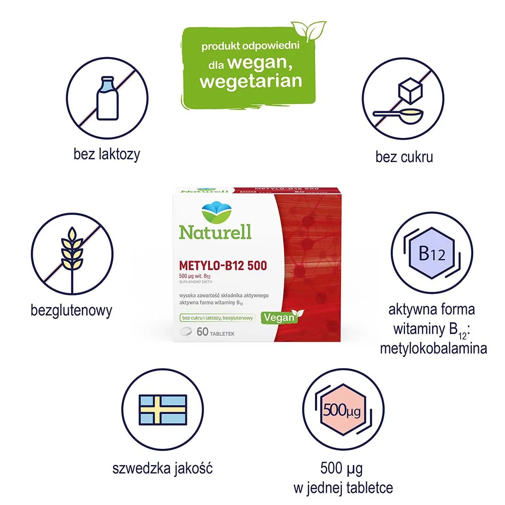 Naturell Metylo B-12 500 suplement diety, 60 tabletek