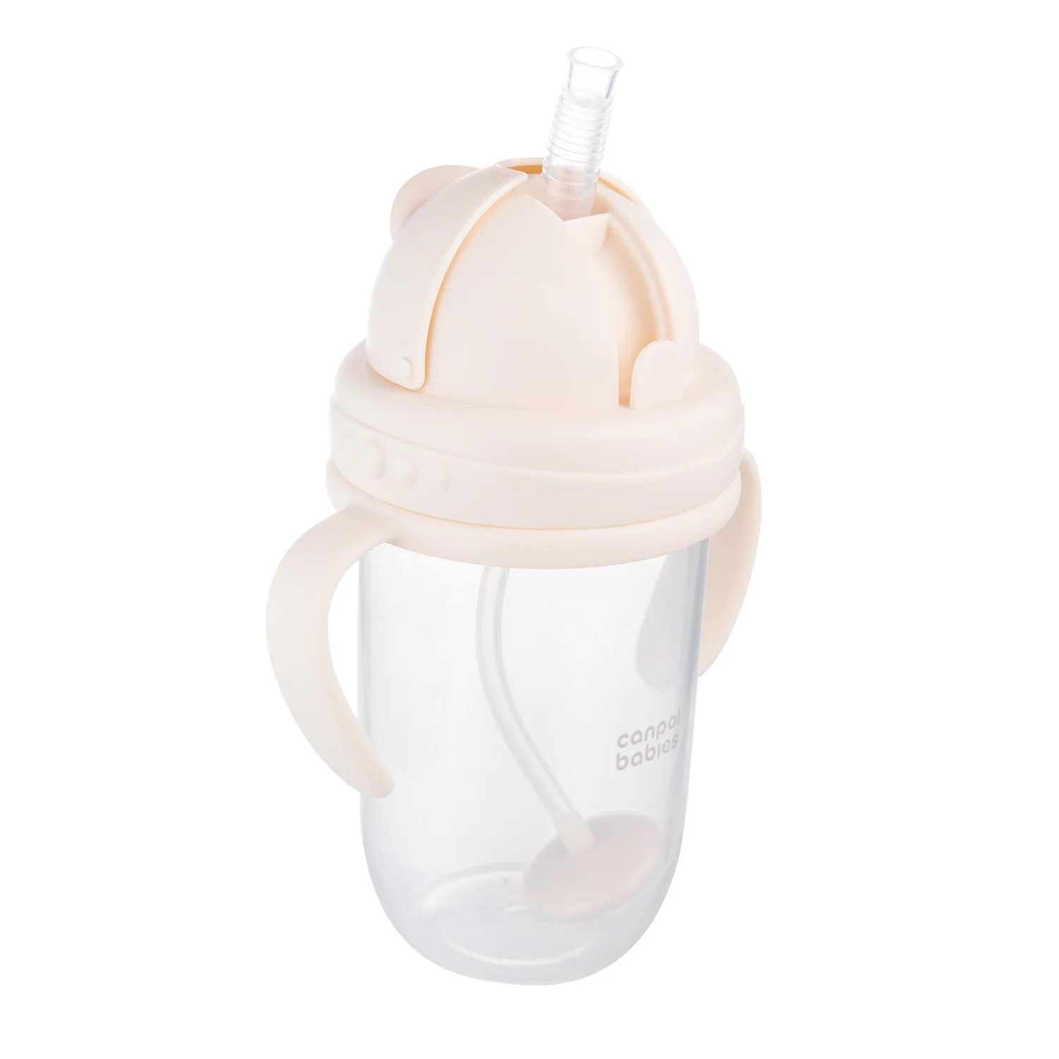 Canpol Babies kubek niekapek z rurką i odważnikiem kremowy 270 ml, 1 sztuka