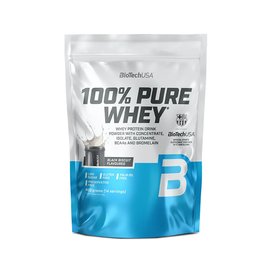 BioTechUSA 100% Pure Whey o smaku black biscuit, proszek, 400 g