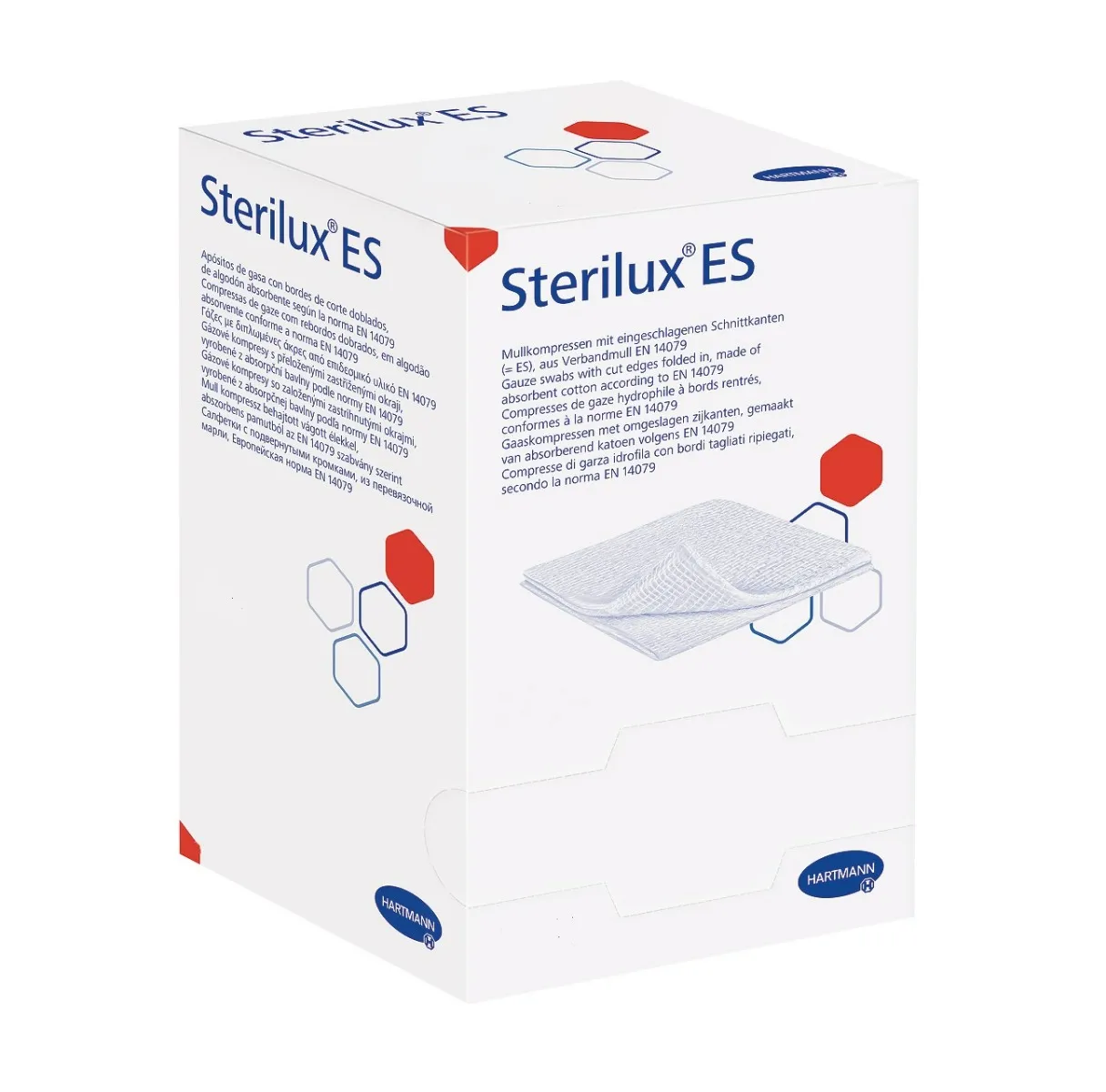 Sterilux ES, kompresy z gazy bawełnianej, niejałowe, 13-nitkowe, 8 warstw, 7,5x7,5cm, 100 sztuk