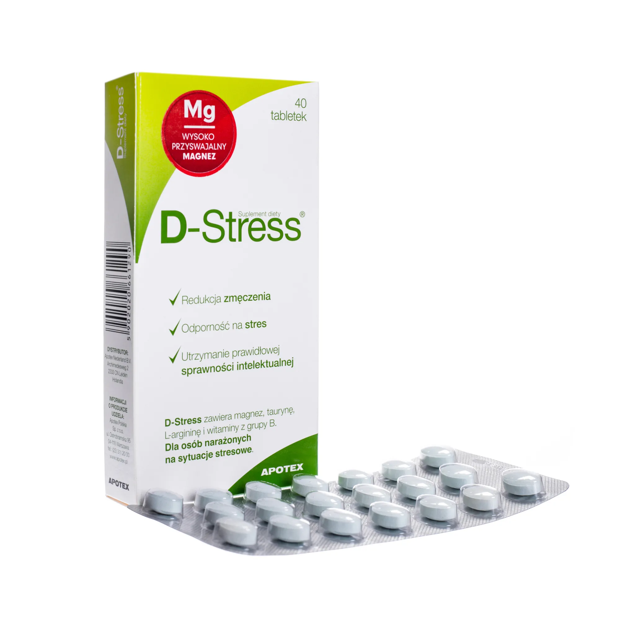 D-Stress magnez + tauryna, suplement diety, 40 tabletek