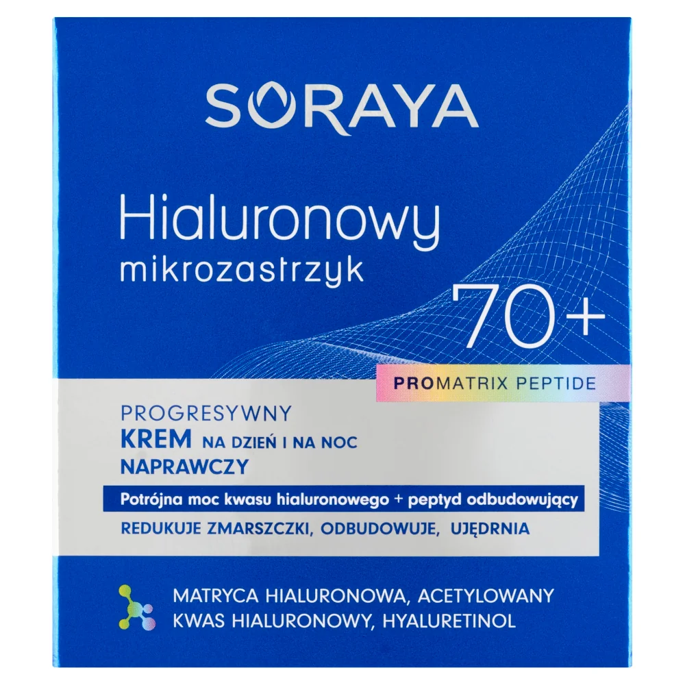 Soraya Hialuronowy Mikrozastrzyk progresywny krem na dzień i na noc naprawczy 70+, 50 ml