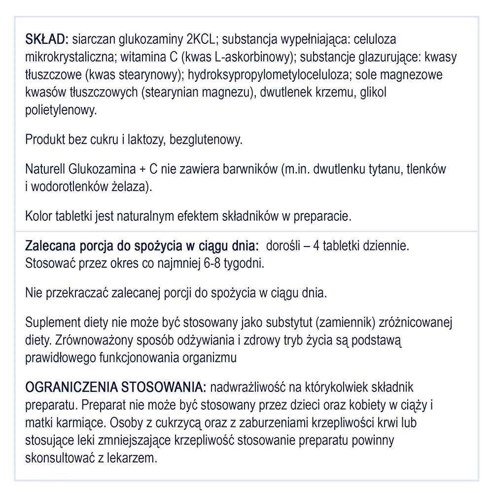 Naturell Glukozamina + C 100 tabletek