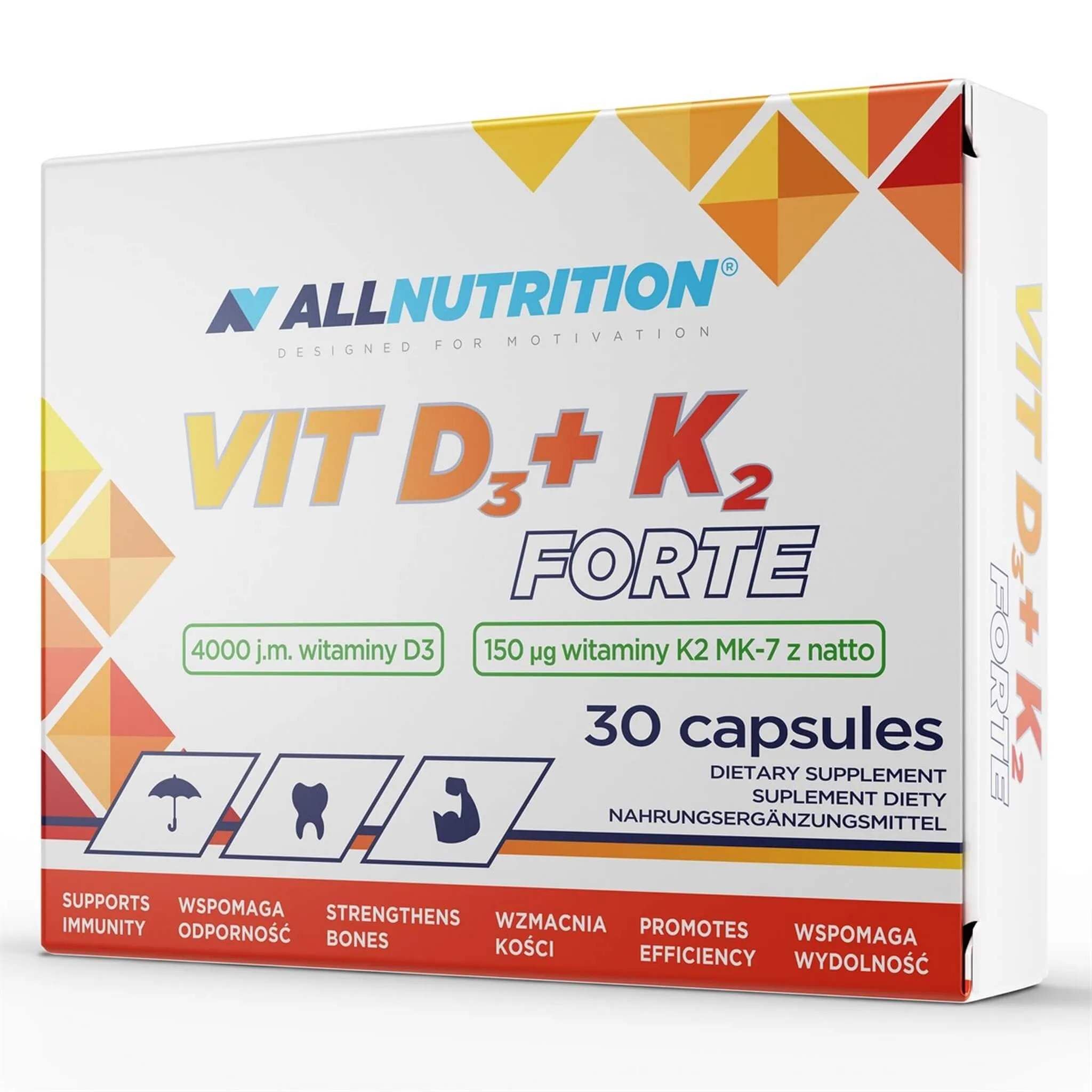 Allnutrition Vit D3+K2 Forte, suplement diety, 30 kapsułek