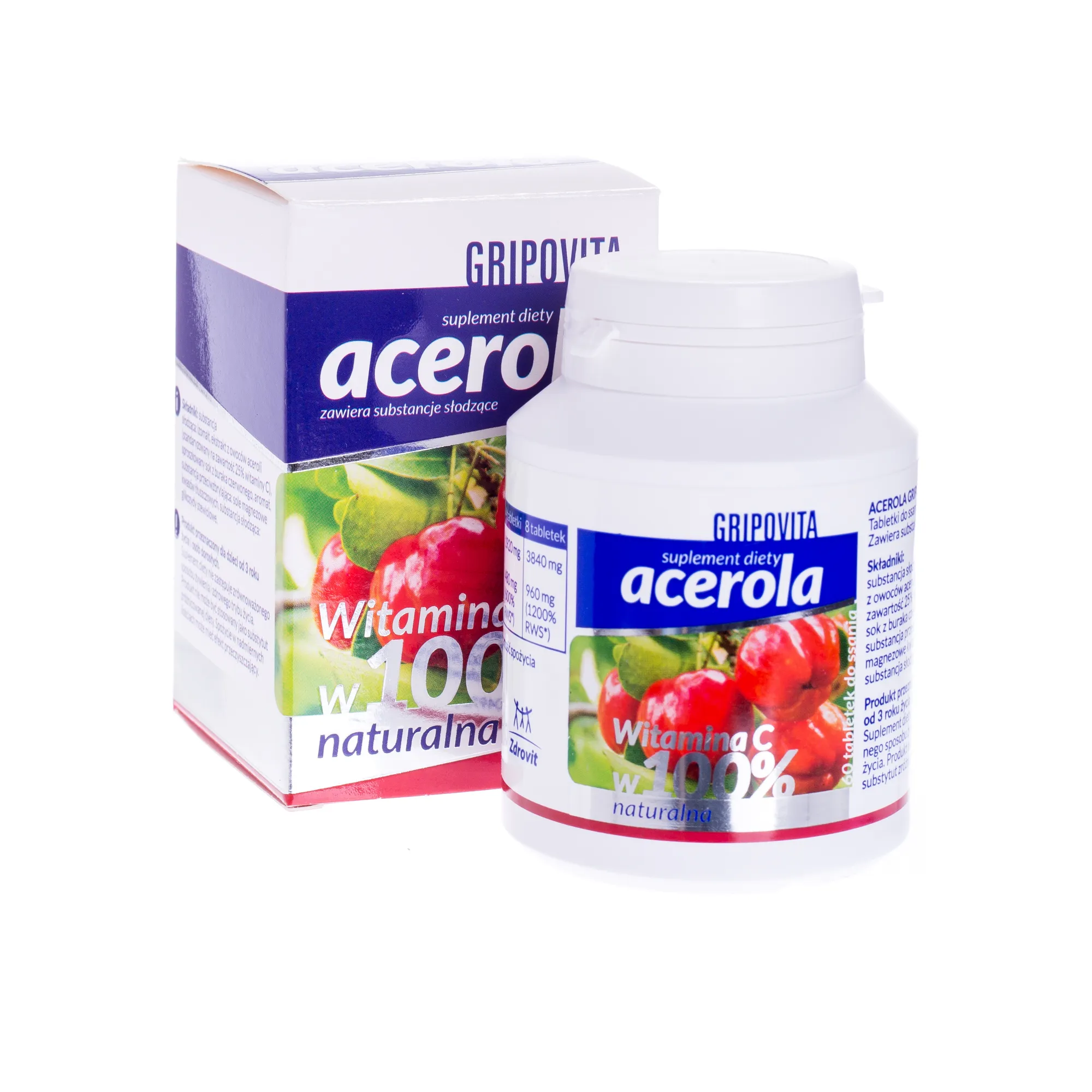 Acerola Gripovita, suplement diety, 60 tabletek do ssania