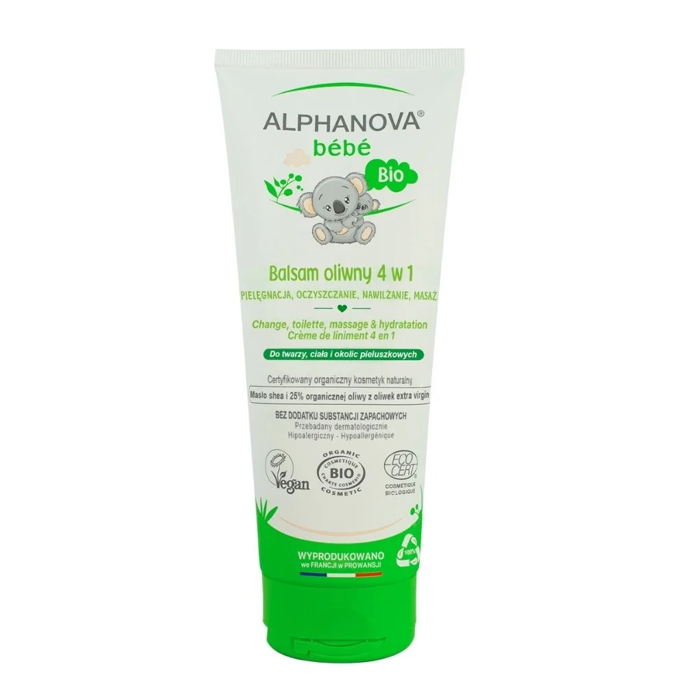 ALPHANOVA bébé BIO Liniment krem nawilżająco-oczyszczający 4w1, 200 ml