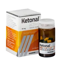 Ketonal Active, lek o działaniu przeciwbólowym i przeciwzapalnym, 20 kapsułek