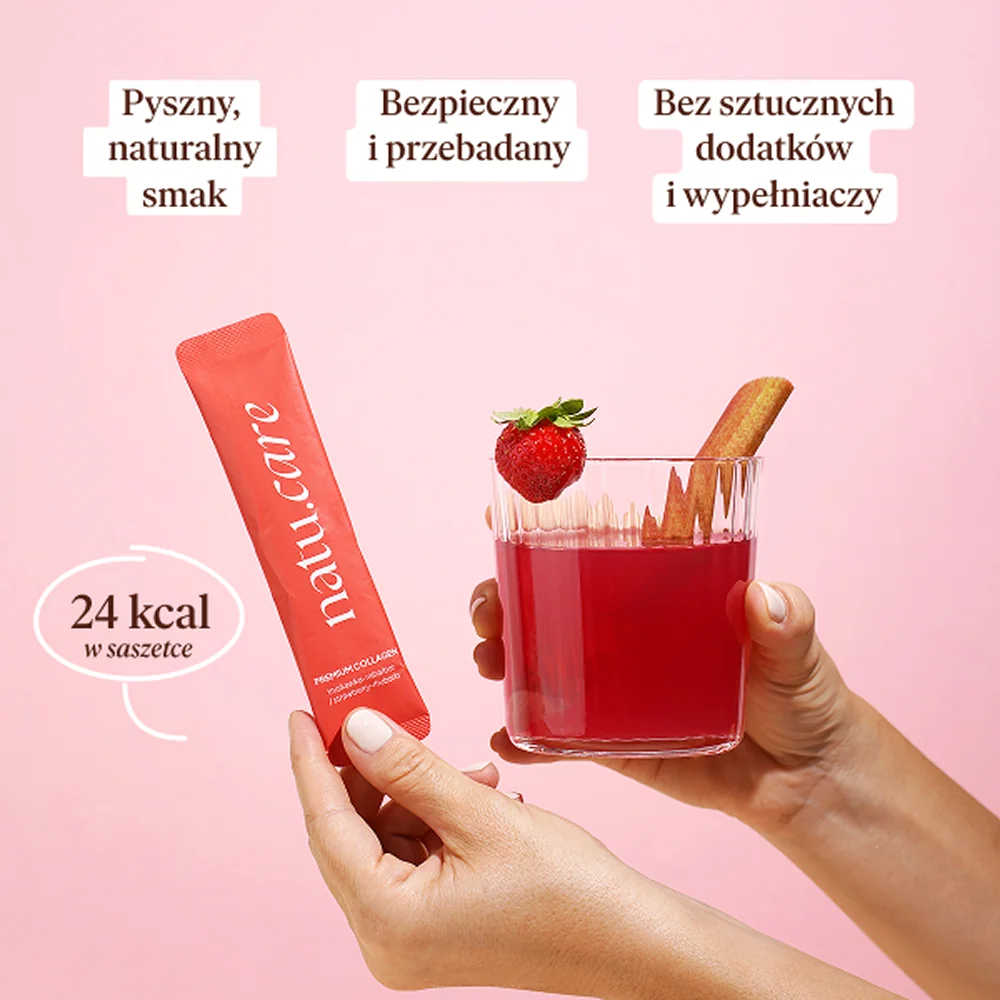Natu.Care Premium Kolagen Rybi o smaku truskawka-rabarbar, 30 saszetek