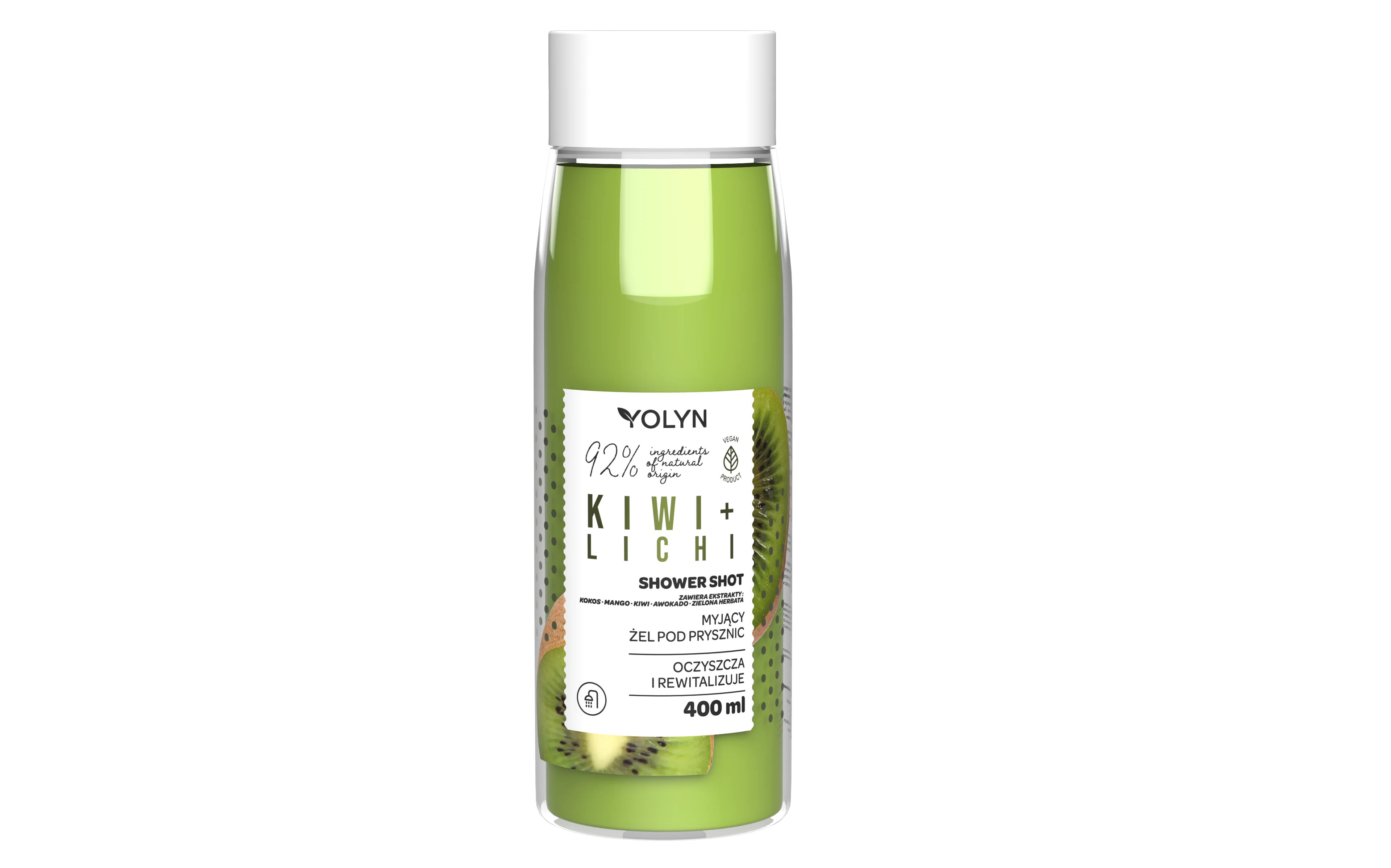 Yolyn Shower Shot żel pod prysznic kiwi + lichi, 400 ml