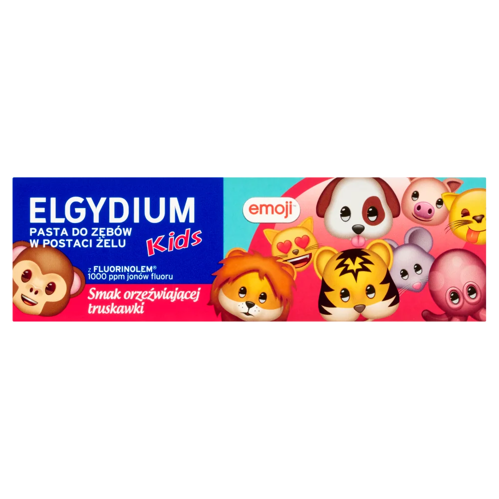 Elgydium Kids Emoji pasta do zębów dla dzieci o smaku orzeźwiająca truskawka, 50 ml