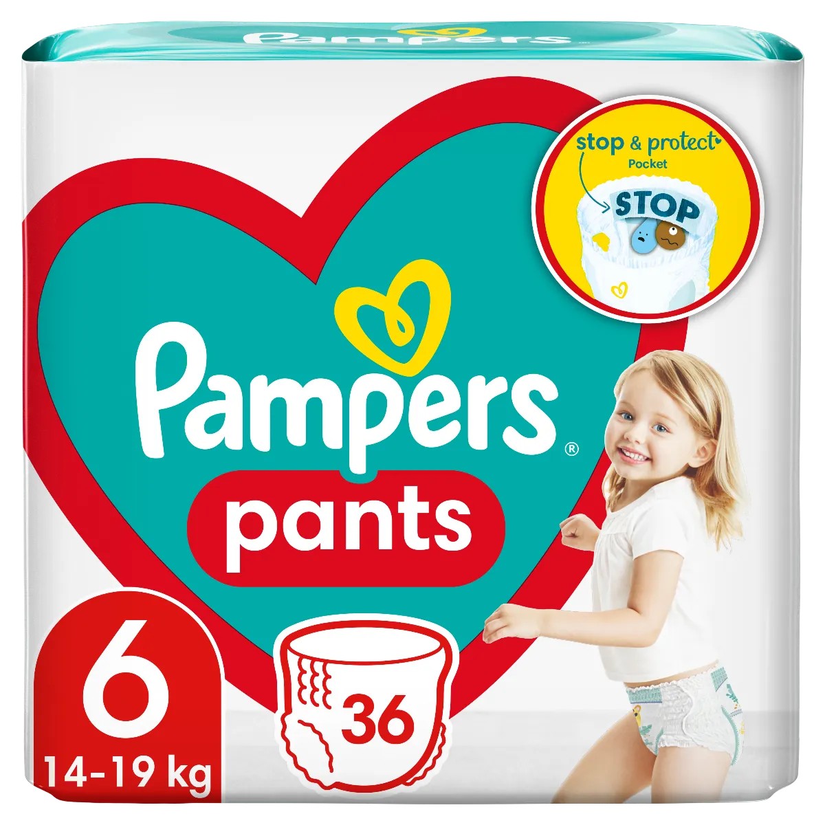 Pampers Pants Extra Large pieluszki jednorazowe, rozmiar 6, 14-19 kg, 36 szt.