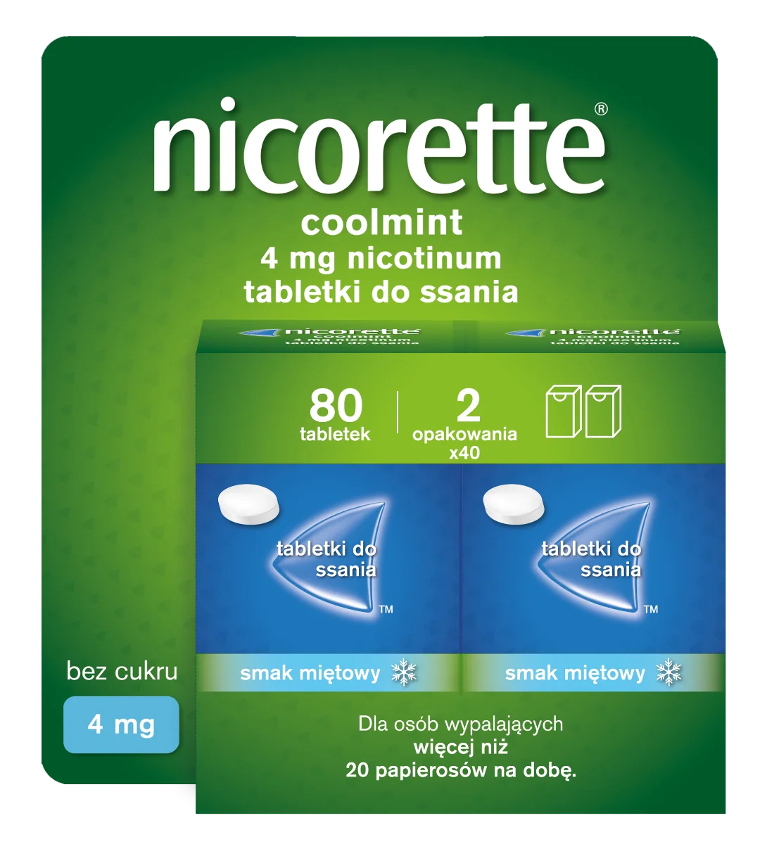 Nicorette Coolmint 4 mg, 80 tabletek do ssania
