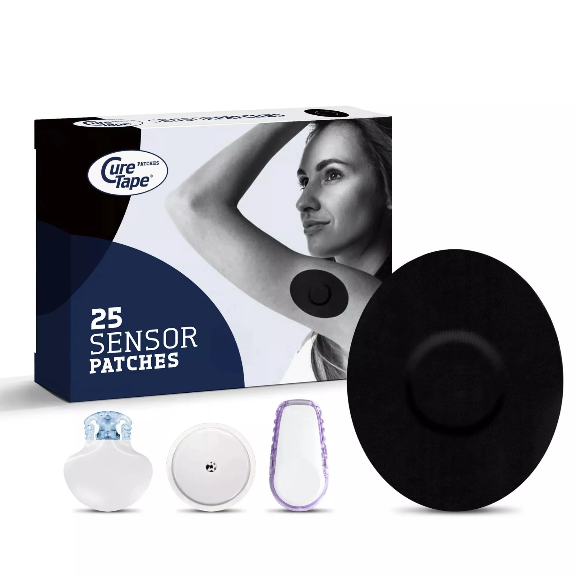 CureTape plastry ochronne na sensor CGM czarne, 25 sztuk