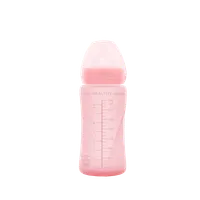 Everyday Baby szklana butelka ze smoczkiem rozmiar M różowa, 1 szt.
